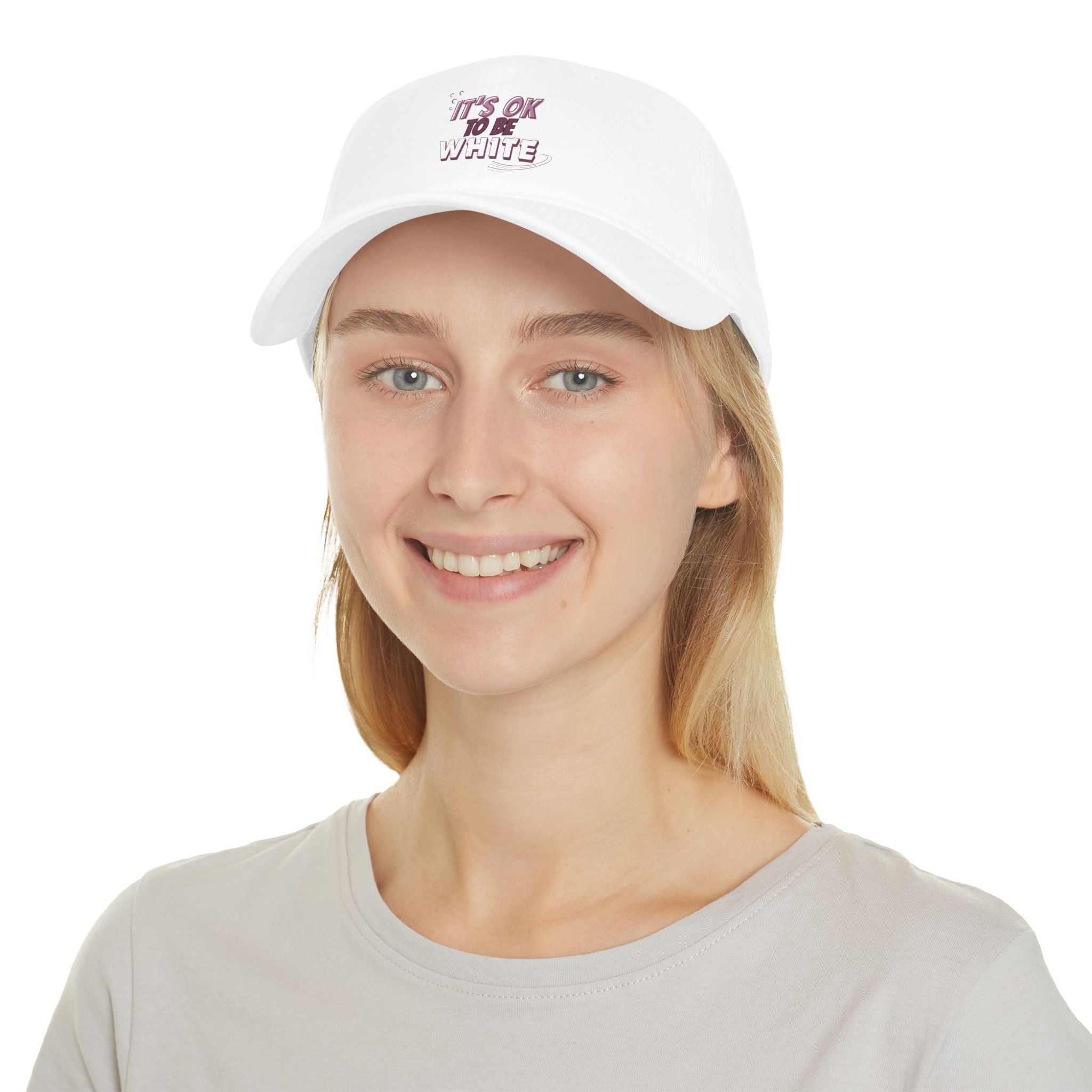 Its OK to Be White Baseball Cap | Minimal Text Phrase Hat