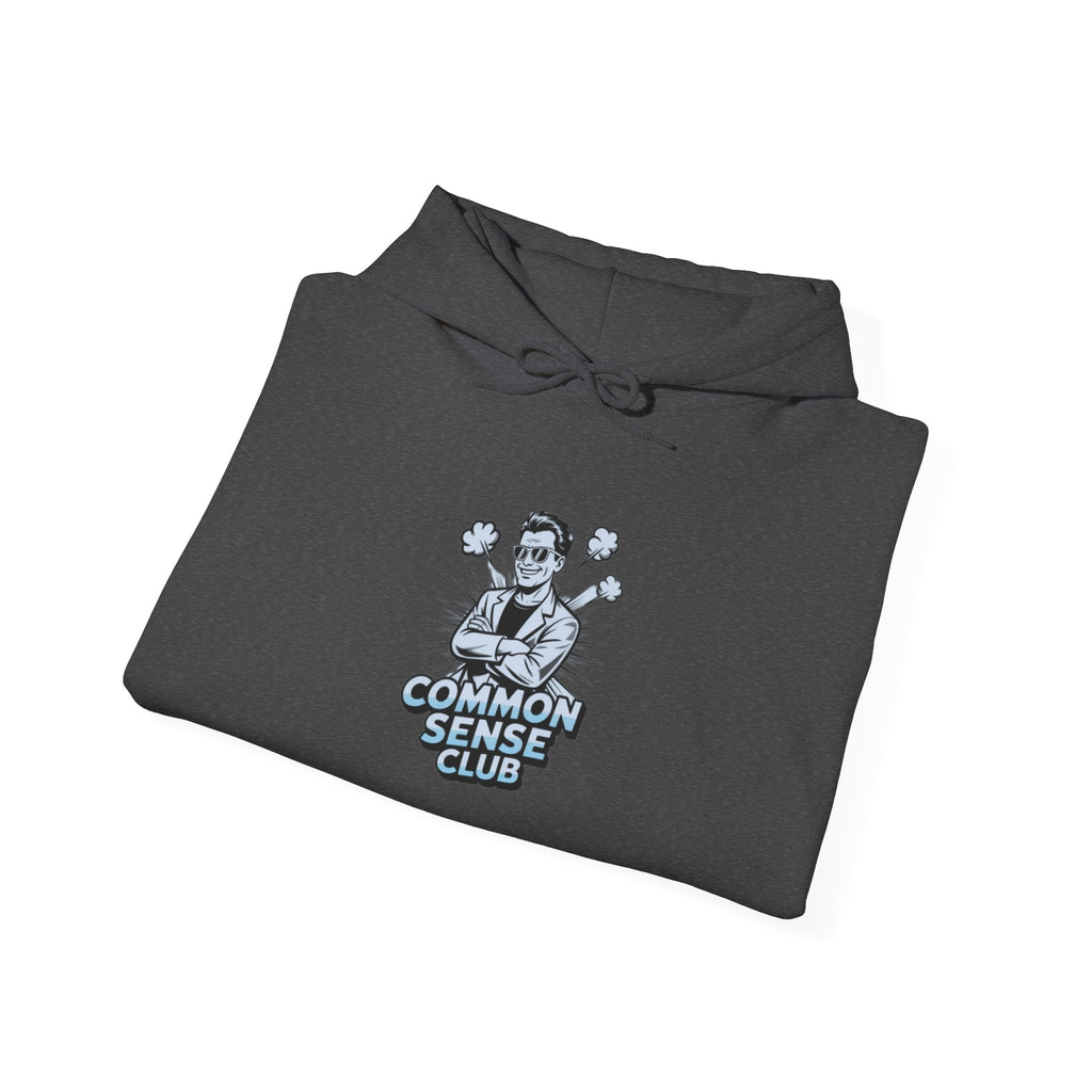 Common Sense Club Hoodie | Funny Conservative Graphic Pullover | Anti-Woke Retro Illustration Streetwear Hoodie