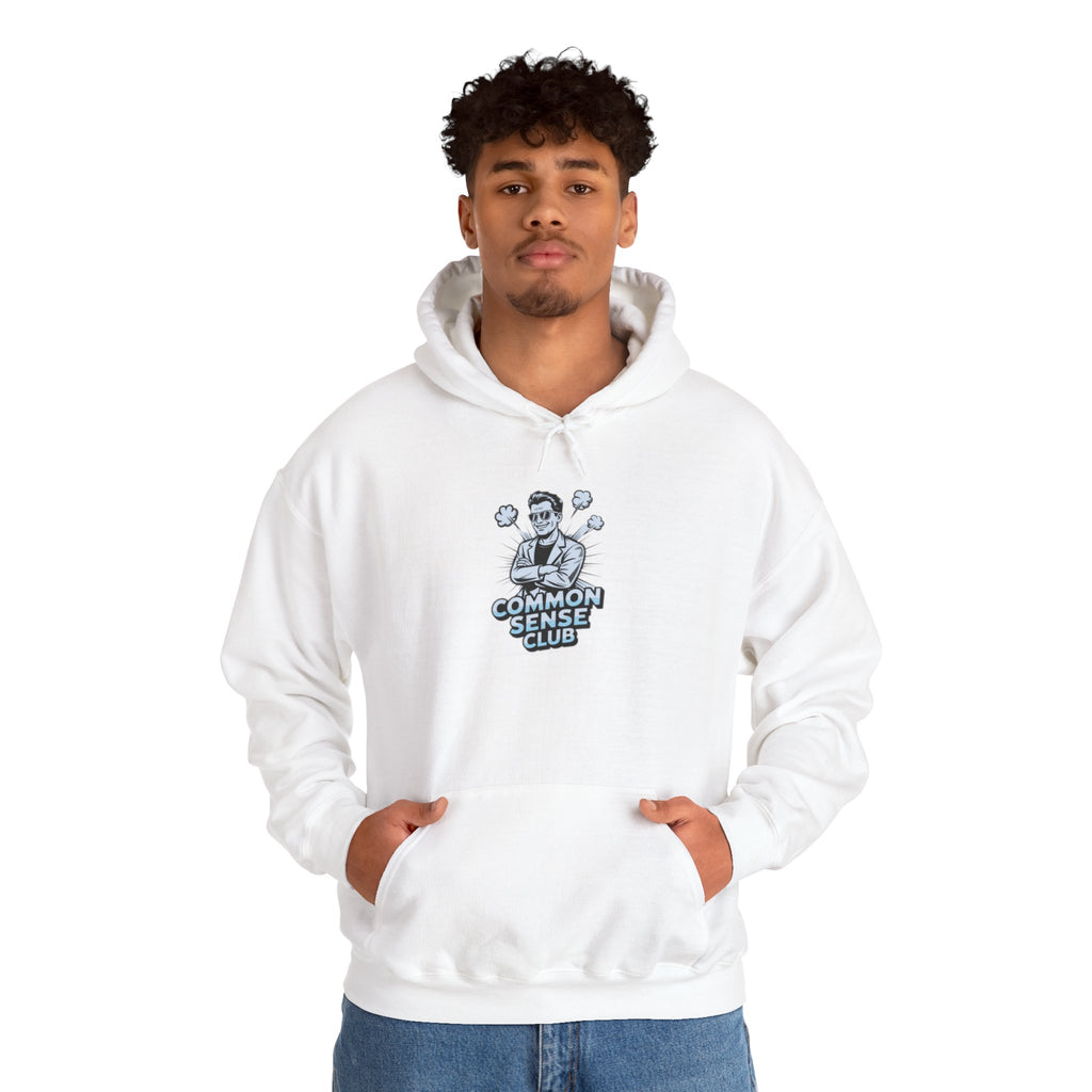Common Sense Club Hoodie | Funny Conservative Graphic Pullover | Anti-Woke Retro Illustration Streetwear Hoodie