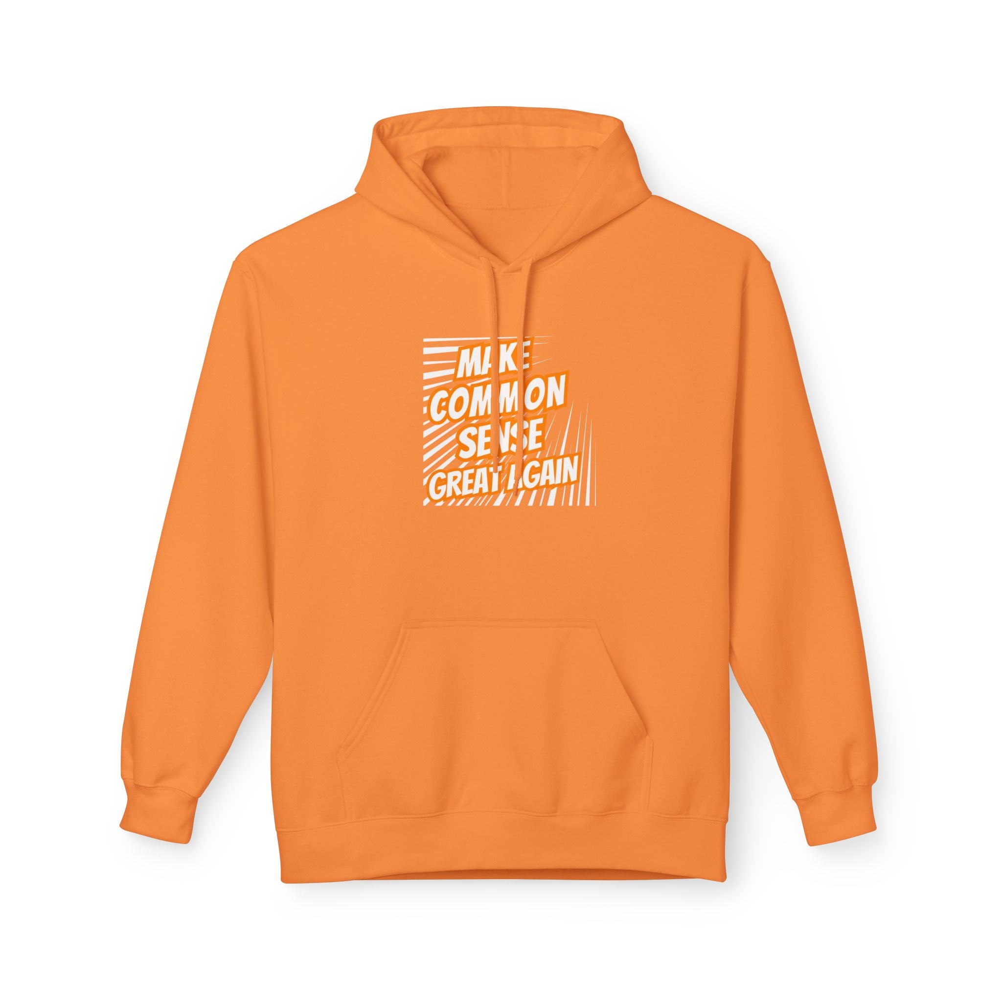 Make Common Sense Great Again Hoodie | Retro Text Stripes | Unisex Fleece Pullover