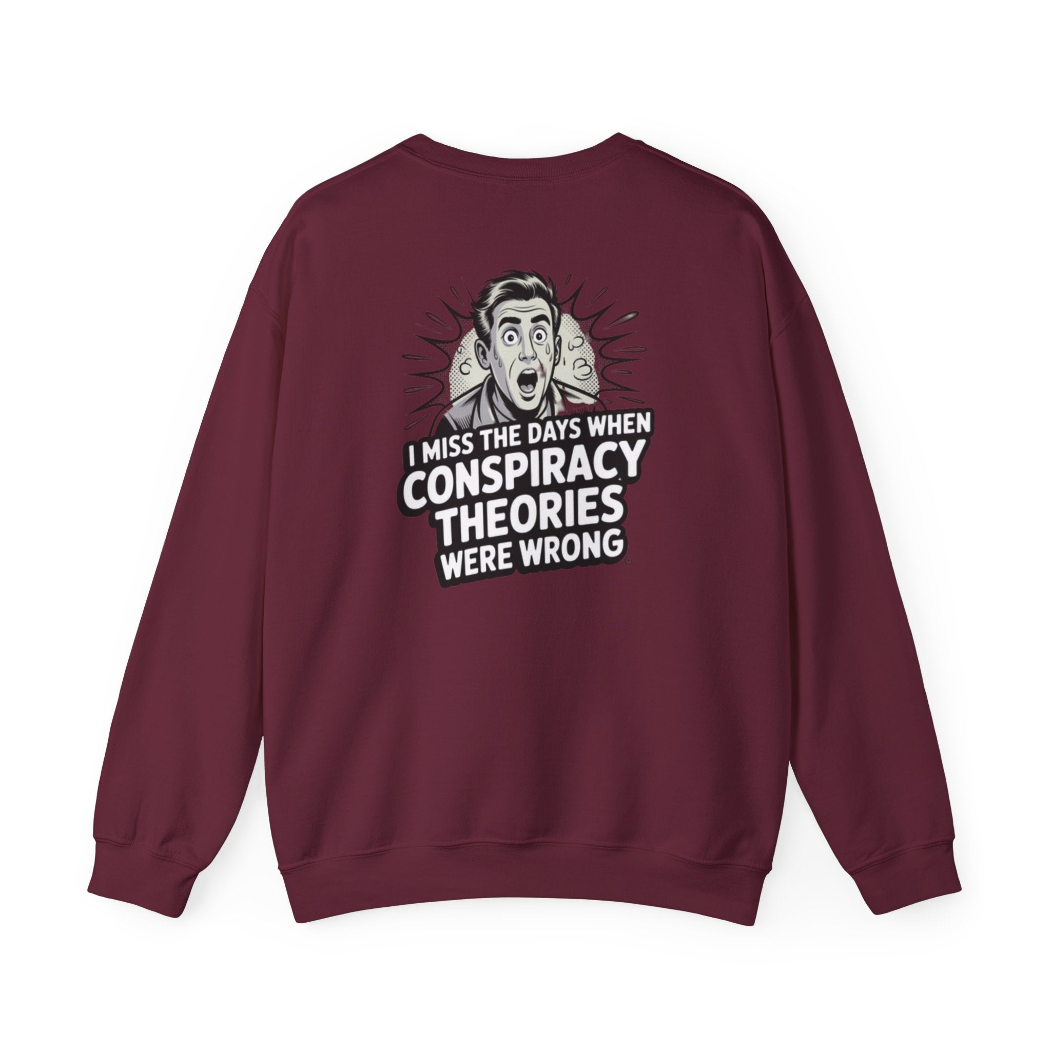 I Miss the Days When Conspiracy Theories Were Wrong Sweatshirt |  Retro Comic Conservative Jumper | Anti-Woke Graphic Pullover