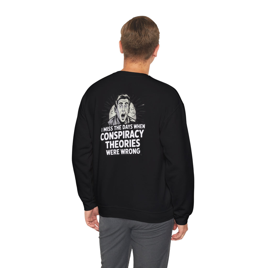 I Miss the Days When Conspiracy Theories Were Wrong Sweatshirt |  Retro Comic Conservative Jumper | Anti-Woke Graphic Pullover