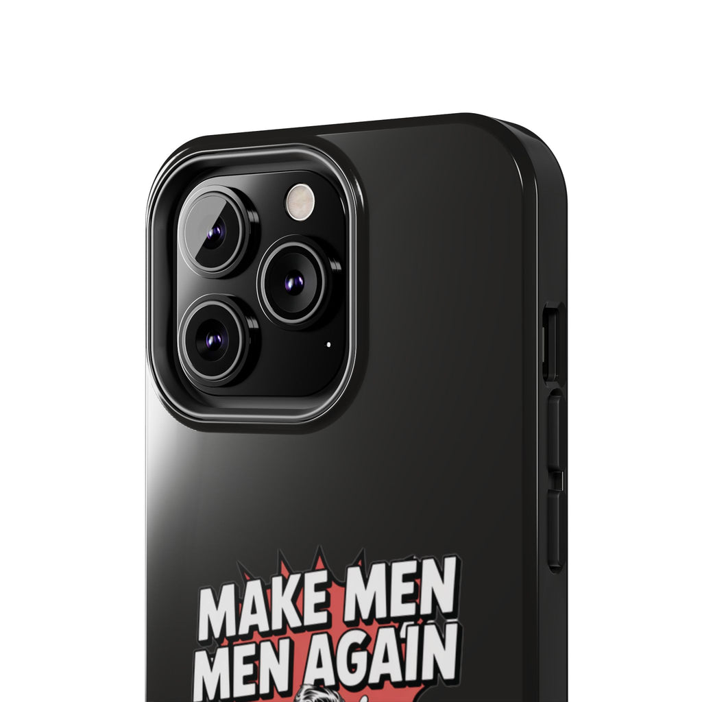 Make Men Men Again Case | Funny Conservative Retro Comic Muscle Guy Graphic | Pro Masculinity Anti-Woke Right Wing Phone Cover