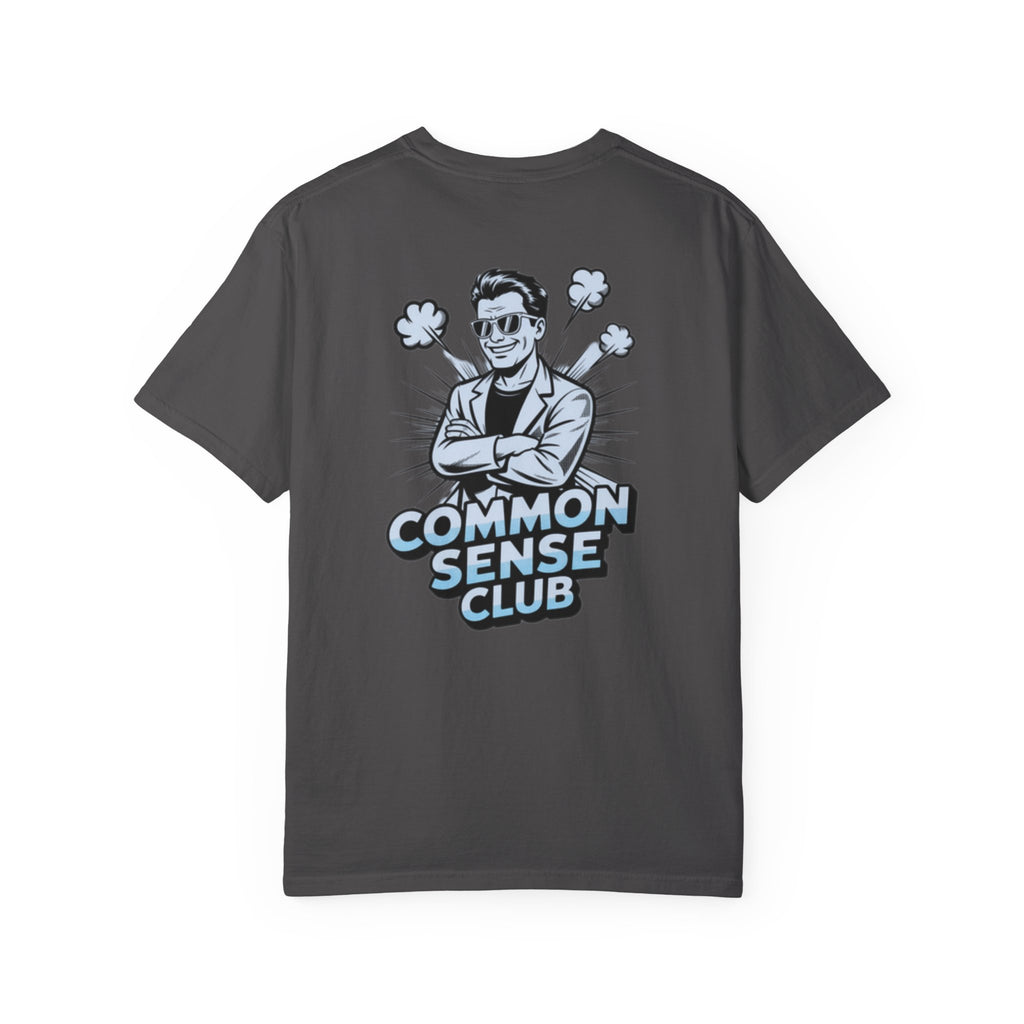 Common Sense Club T-Shirt | Funny Conservative Graphic Tee | Retro Man Illustration Anti-Woke Streetwear Shirt