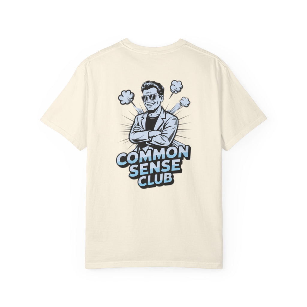 Common Sense Club T-Shirt | Funny Conservative Graphic Tee | Retro Man Illustration Anti-Woke Streetwear Shirt