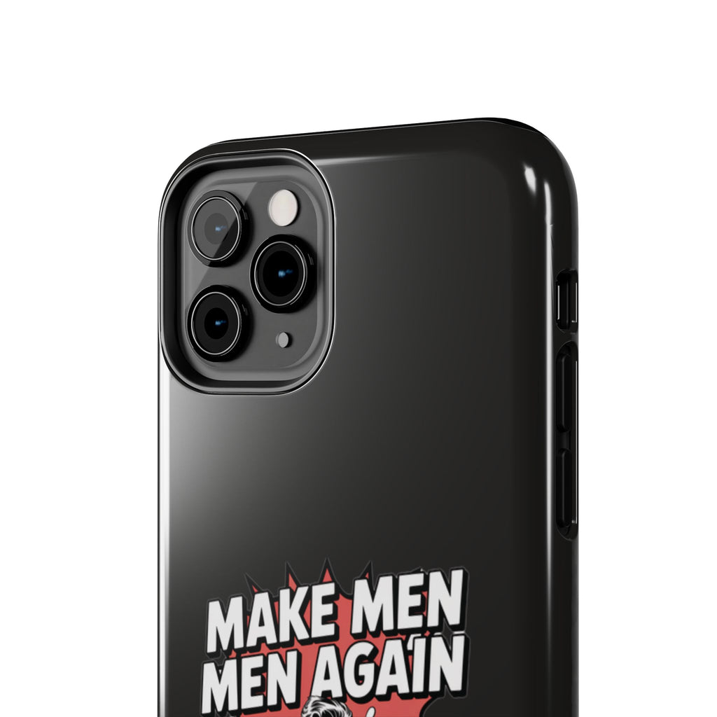 Make Men Men Again Case | Funny Conservative Retro Comic Muscle Guy Graphic | Pro Masculinity Anti-Woke Right Wing Phone Cover