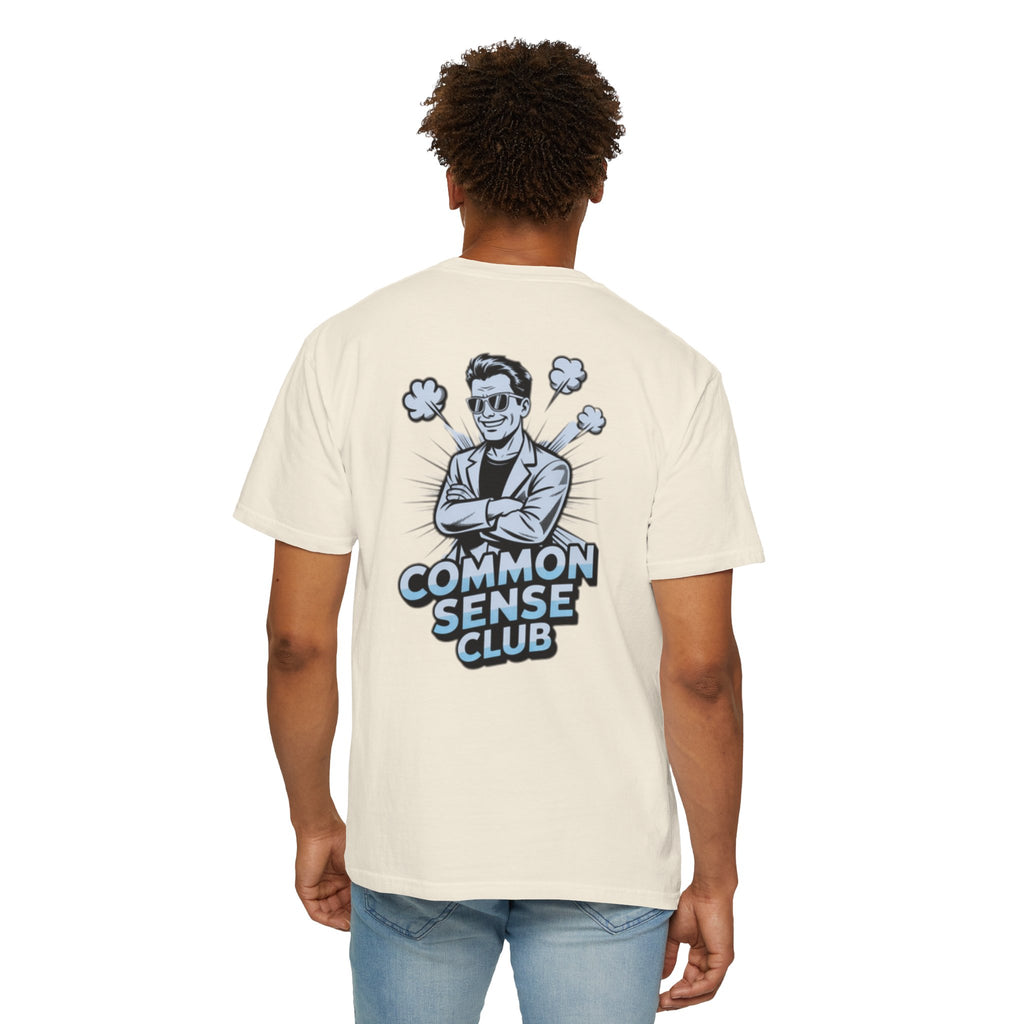 Common Sense Club T-Shirt | Funny Conservative Graphic Tee | Retro Man Illustration Anti-Woke Streetwear Shirt