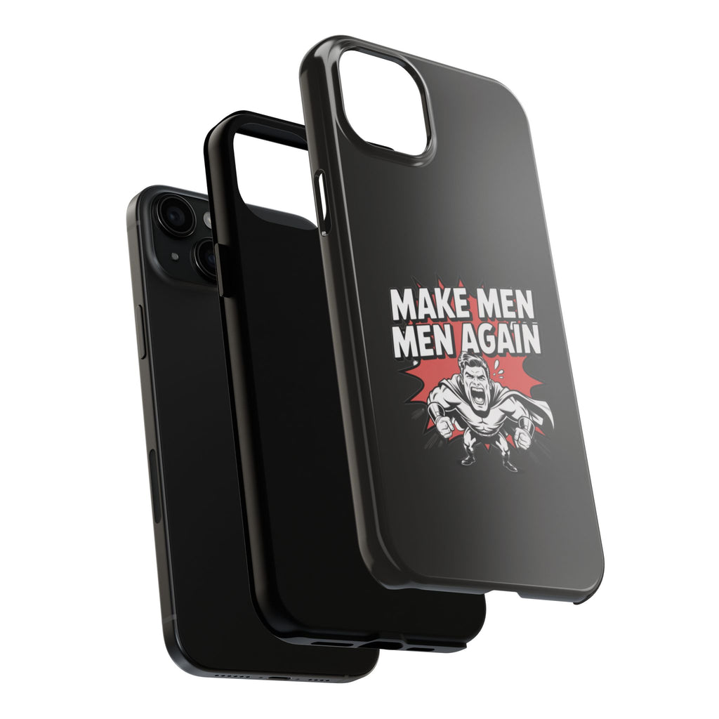 Make Men Men Again Case | Funny Conservative Retro Comic Muscle Guy Graphic | Pro Masculinity Anti-Woke Right Wing Phone Cover