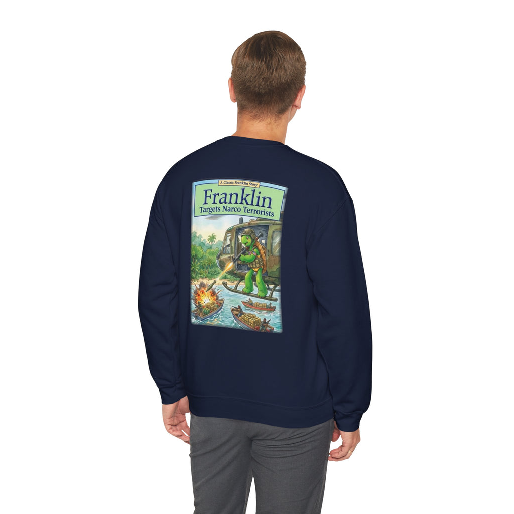 Franklin Targets Narco Terrorists Sweatshirt | Retro Storybook Turtle Crewneck