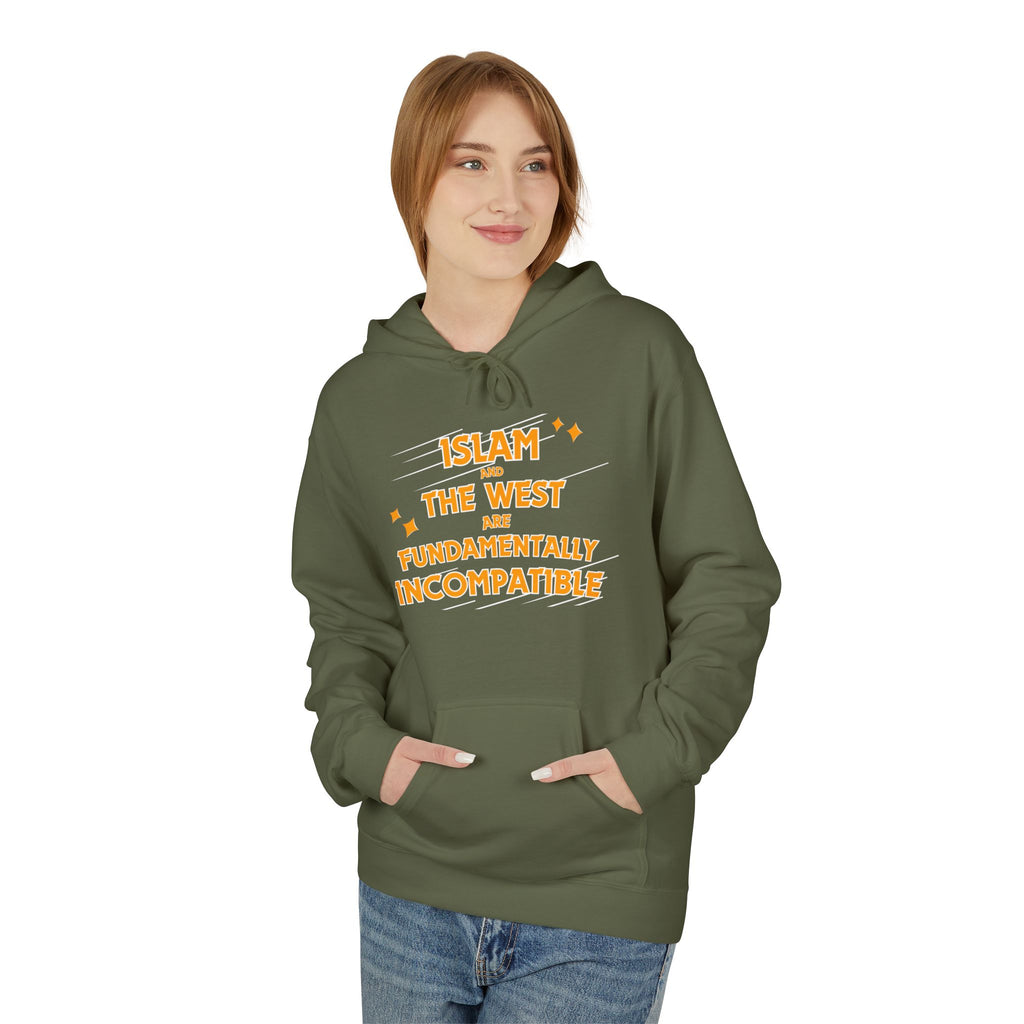 Islam and the West are Fundamentally Incompatible Midweight Fleece Hoodie | Minimal Embroidered Statement Pullover