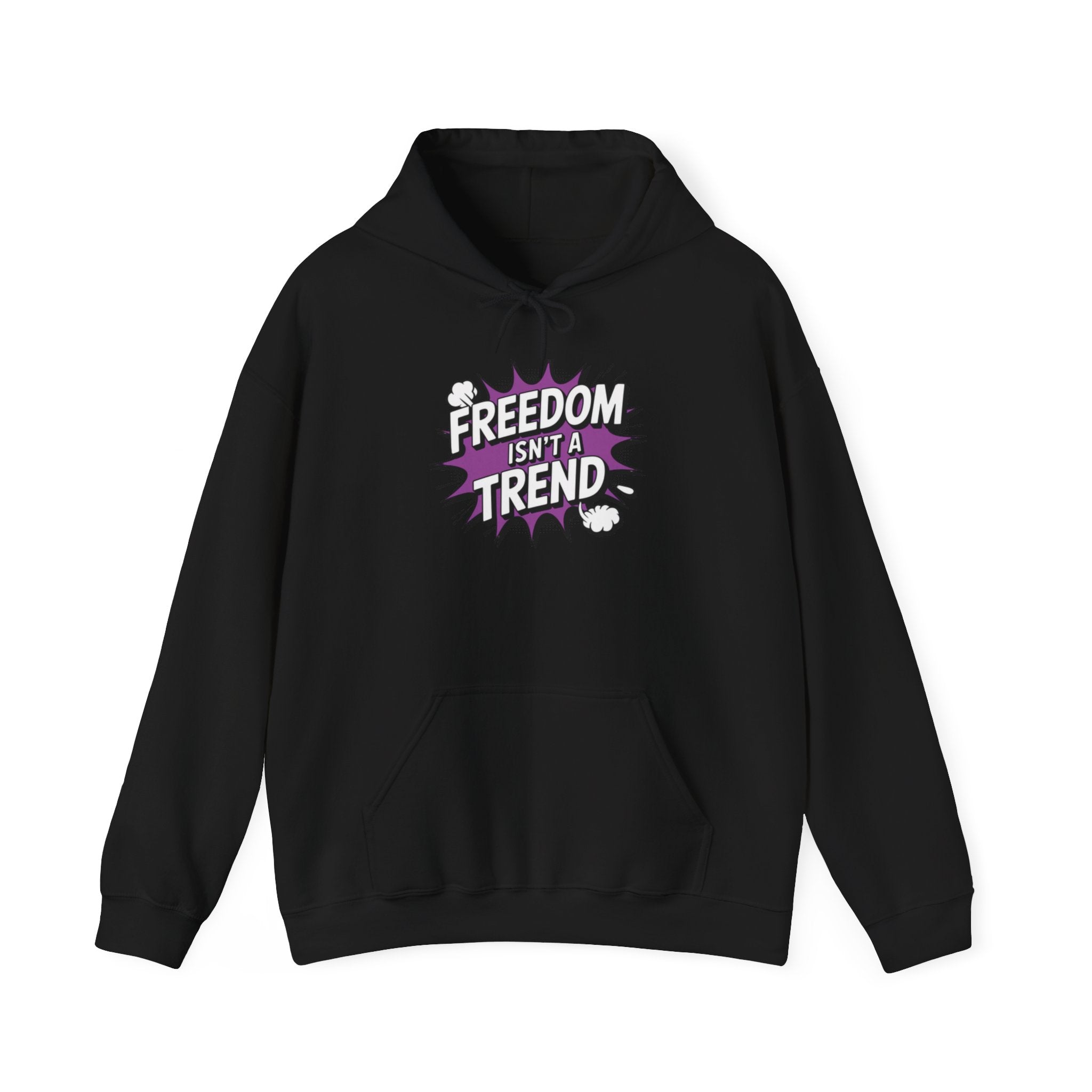 Freedom Isnt a Trend Hoodie | Retro Comic Front Print Pullover | Conservative Free Speech Streetwear | Anti-Woke Graphic Hooded Sweatshirt