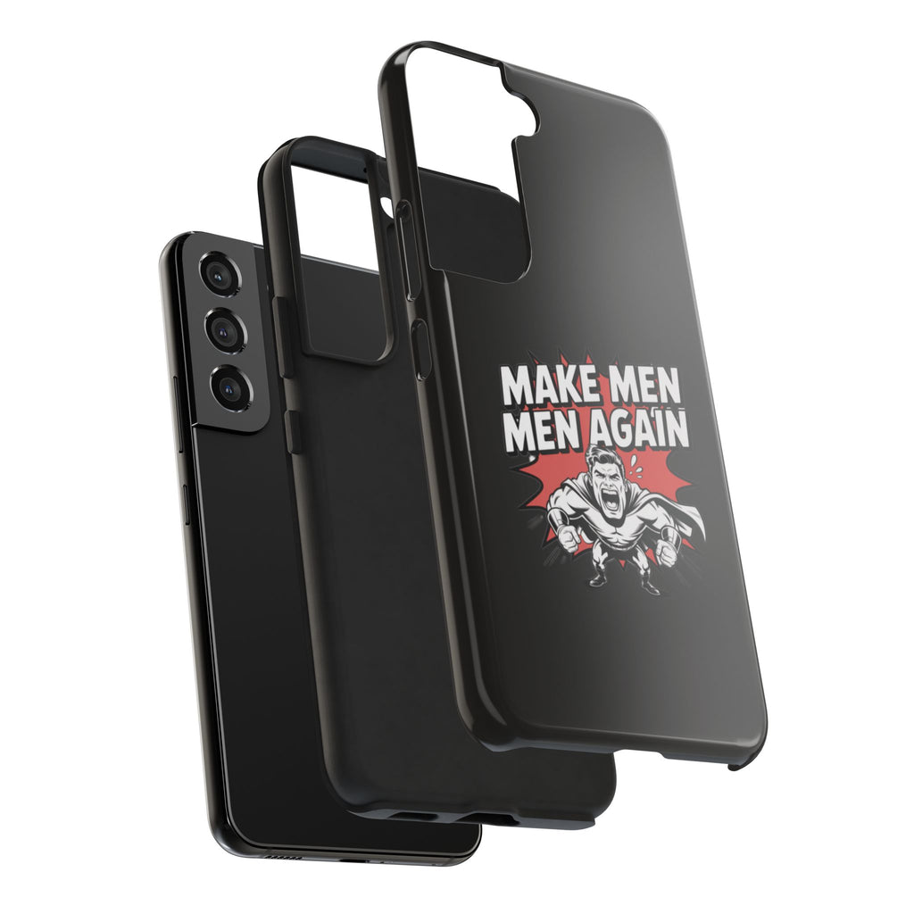 Make Men Men Again Case | Funny Conservative Retro Comic Muscle Guy Graphic | Pro Masculinity Anti-Woke Right Wing Phone Cover