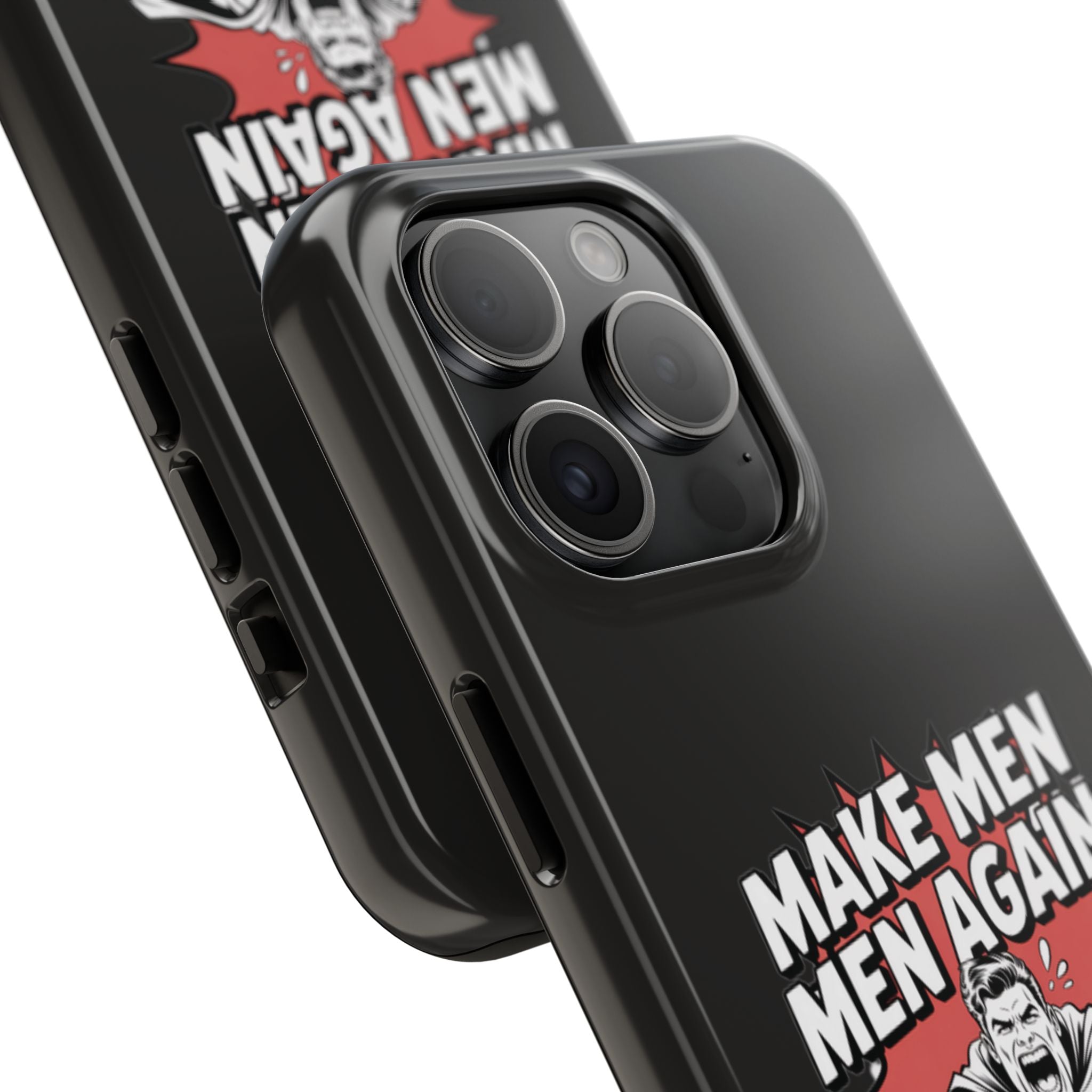 Make Men Men Again Case | Funny Conservative Retro Comic Muscle Guy Graphic | Pro Masculinity Anti-Woke Right Wing Phone Cover