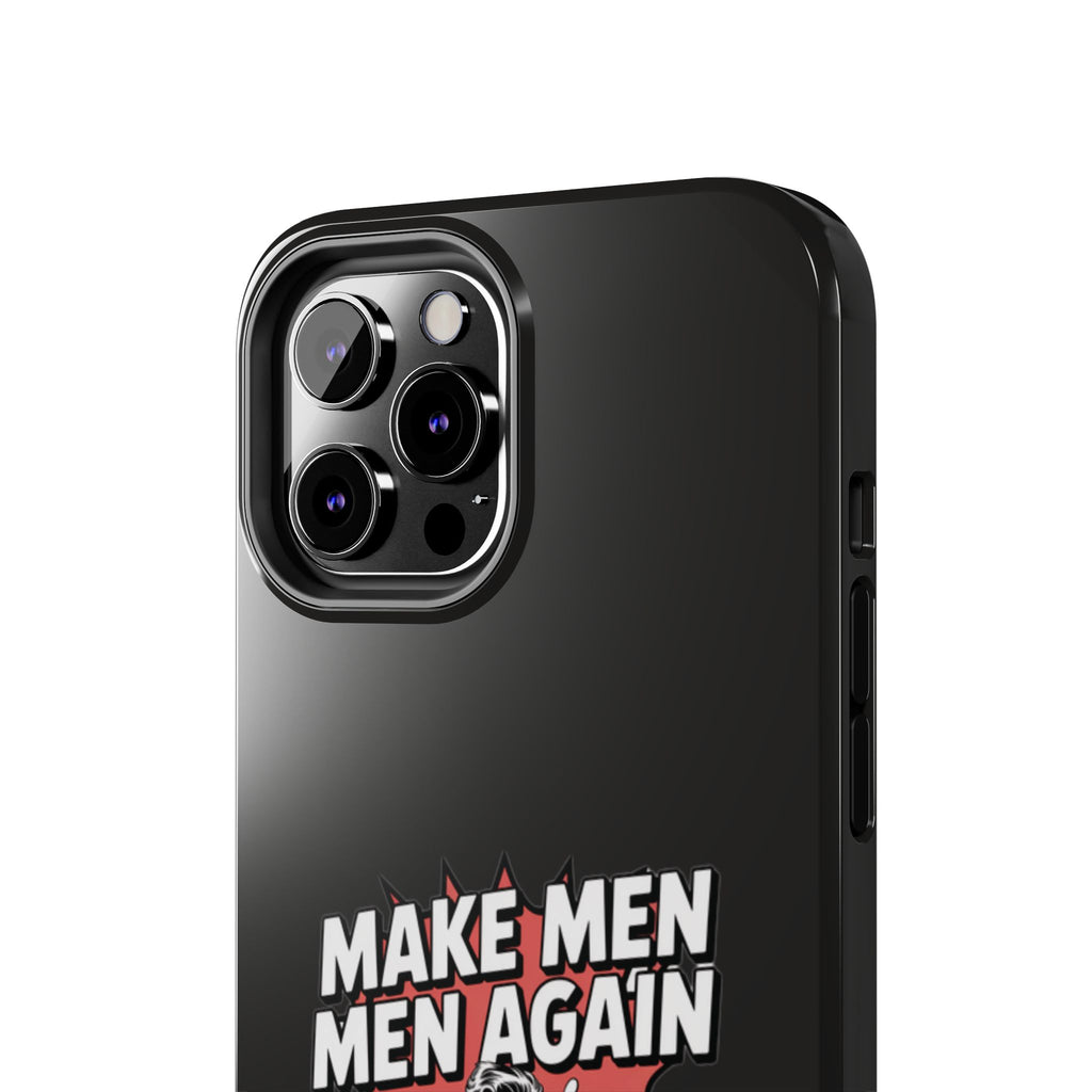 Make Men Men Again Case | Funny Conservative Retro Comic Muscle Guy Graphic | Pro Masculinity Anti-Woke Right Wing Phone Cover