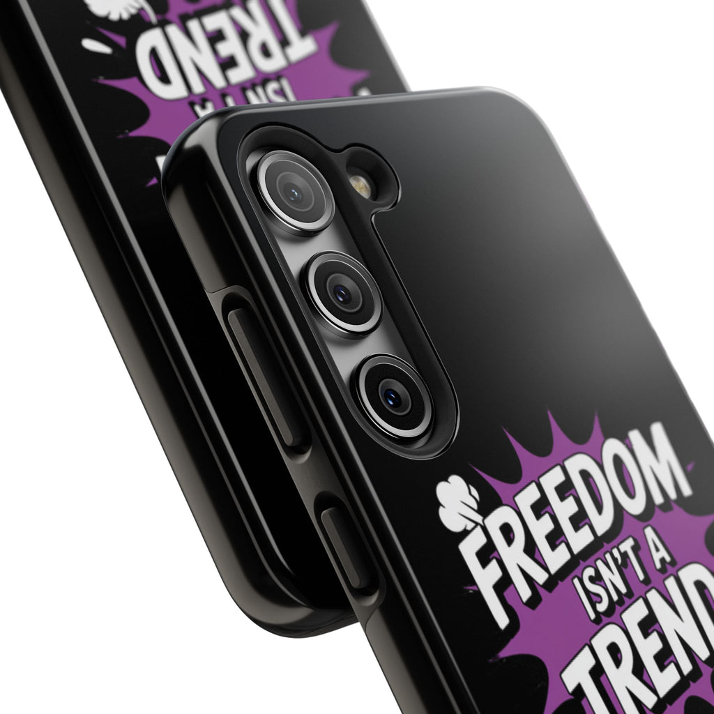 Freedom Isnt a Trend Phone Case | Conservative iPhone & Samsung Cover | Anti-Woke Comic Style Case | Republican Free Speech Accessory