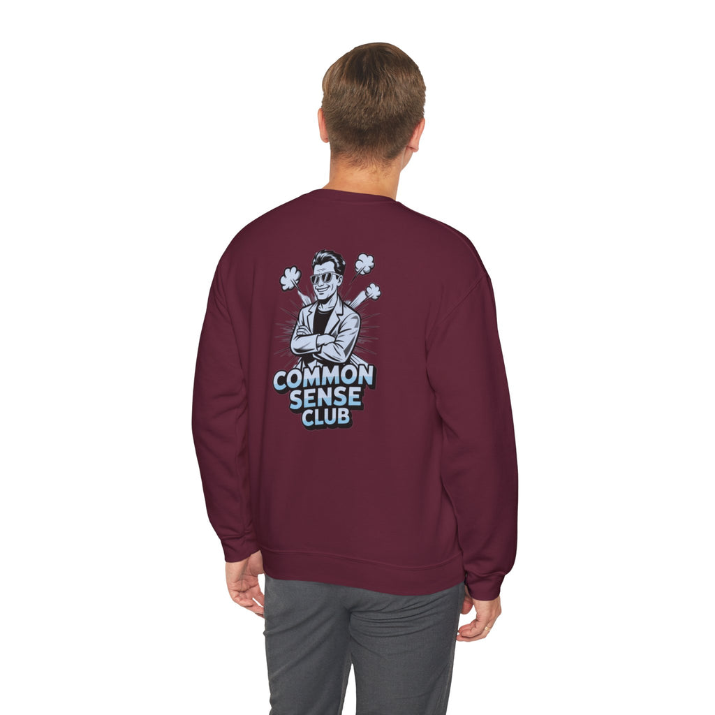 Common Sense Club Sweatshirt | Funny Conservative Crewneck Graphic | Anti-Woke Political Illustration Pullover