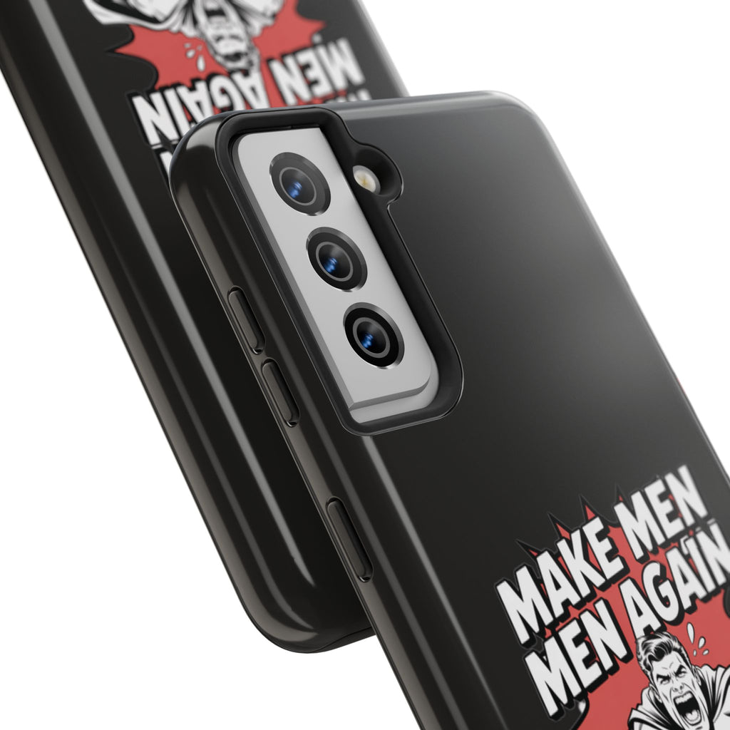 Make Men Men Again Case | Funny Conservative Retro Comic Muscle Guy Graphic | Pro Masculinity Anti-Woke Right Wing Phone Cover