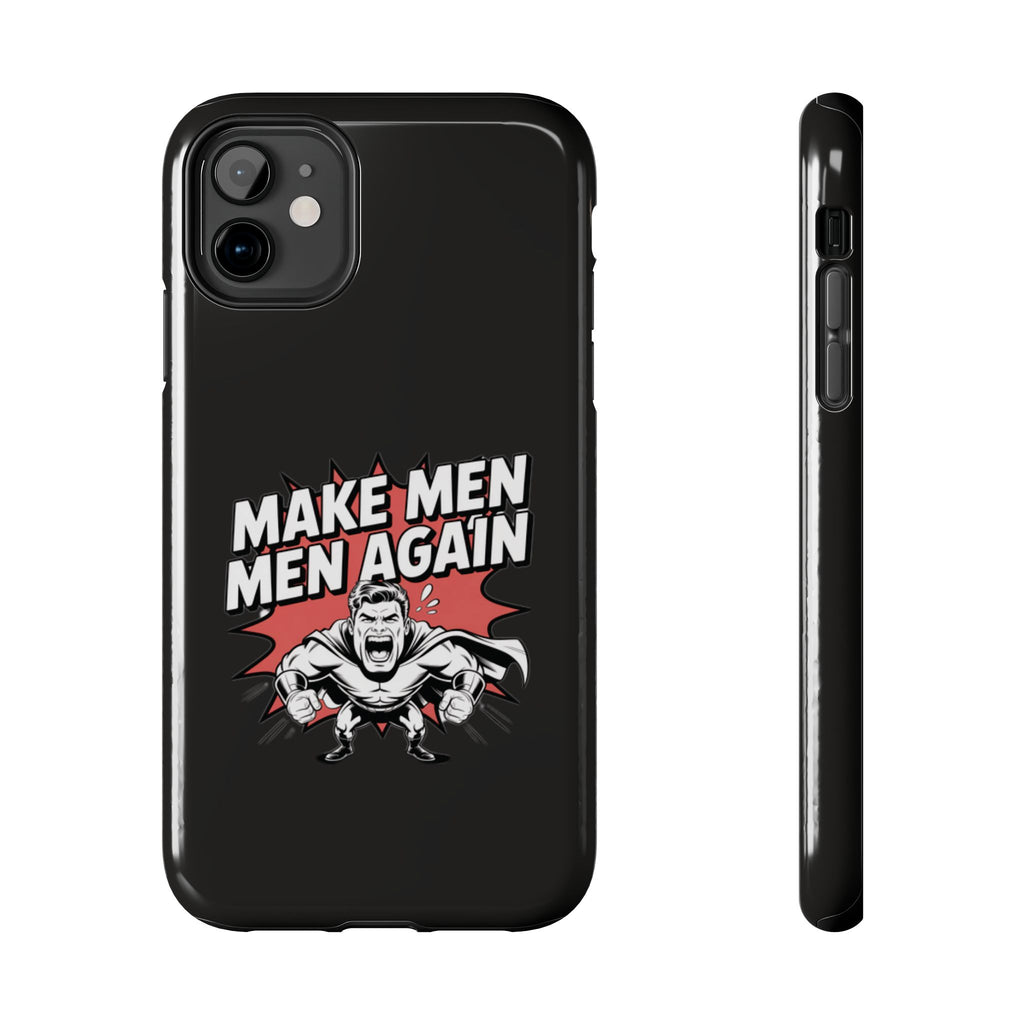 Make Men Men Again Case | Funny Conservative Retro Comic Muscle Guy Graphic | Pro Masculinity Anti-Woke Right Wing Phone Cover