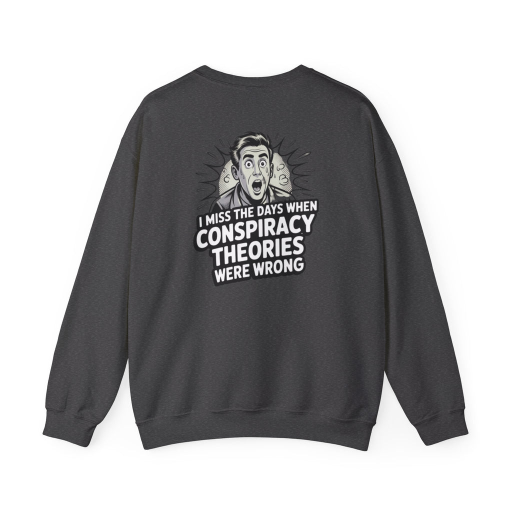 I Miss the Days When Conspiracy Theories Were Wrong Sweatshirt |  Retro Comic Conservative Jumper | Anti-Woke Graphic Pullover