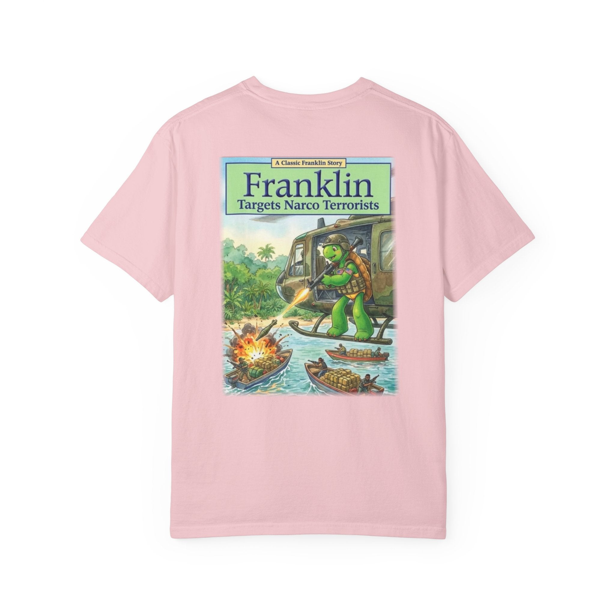 Franklin Targets Narco Terrorists T-Shirt | Retro Storybook Turtle Graphic Tee