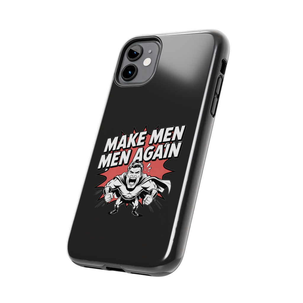 Make Men Men Again Case | Funny Conservative Retro Comic Muscle Guy Graphic | Pro Masculinity Anti-Woke Right Wing Phone Cover