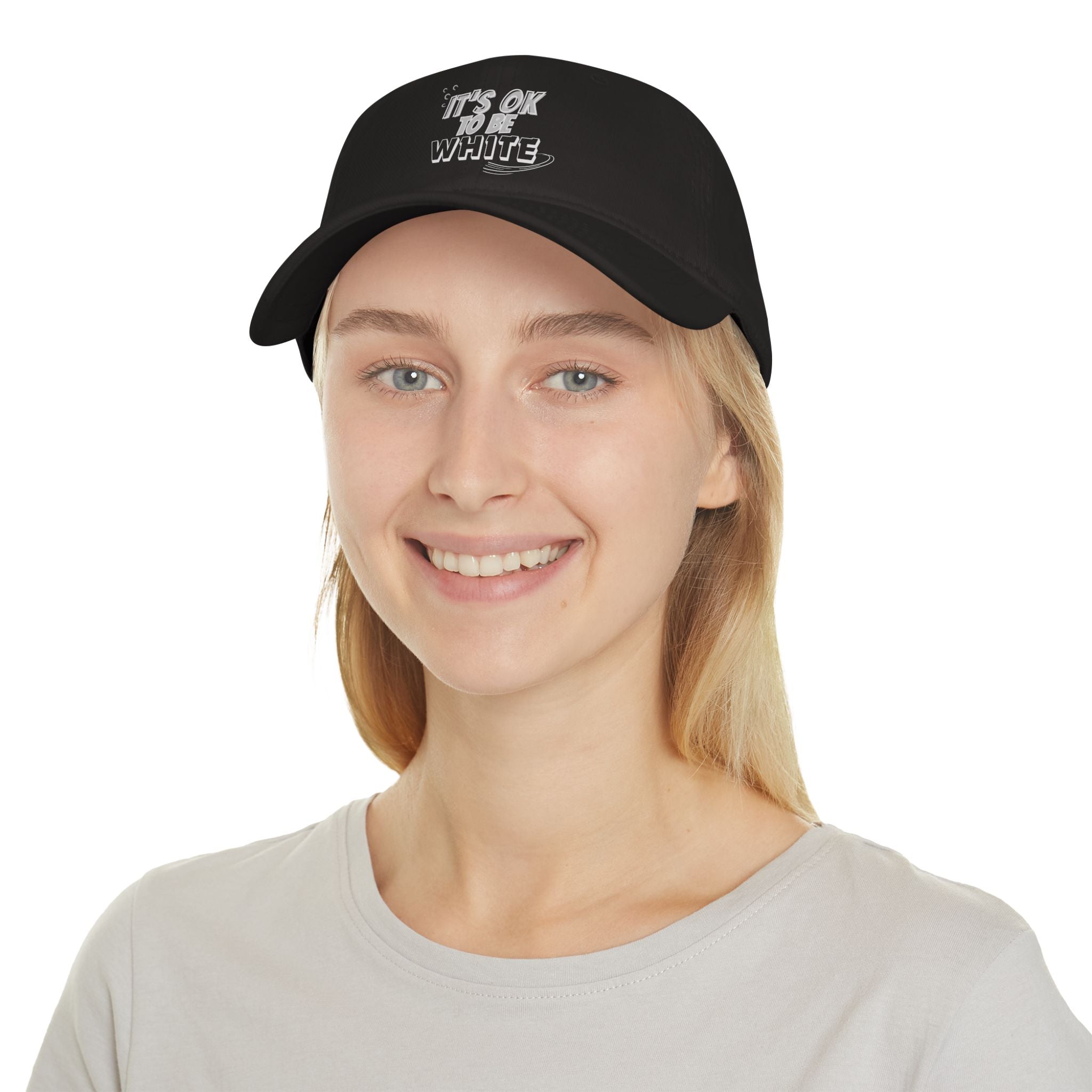 Its OK to Be White Baseball Cap | Minimal Text Phrase Hat