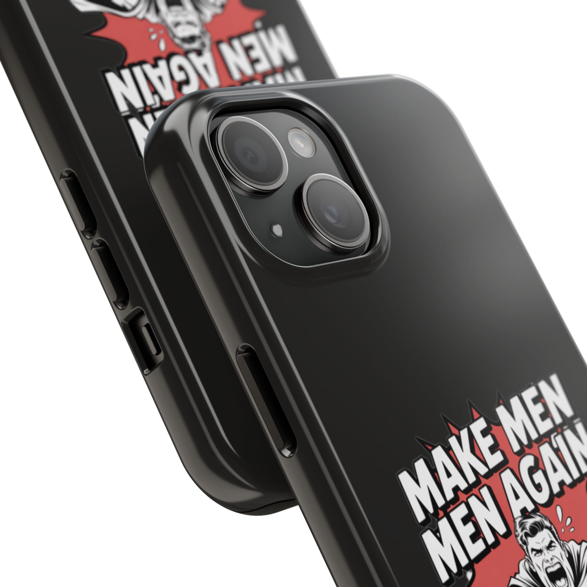 Make Men Men Again Case | Funny Conservative Retro Comic Muscle Guy Graphic | Pro Masculinity Anti-Woke Right Wing Phone Cover