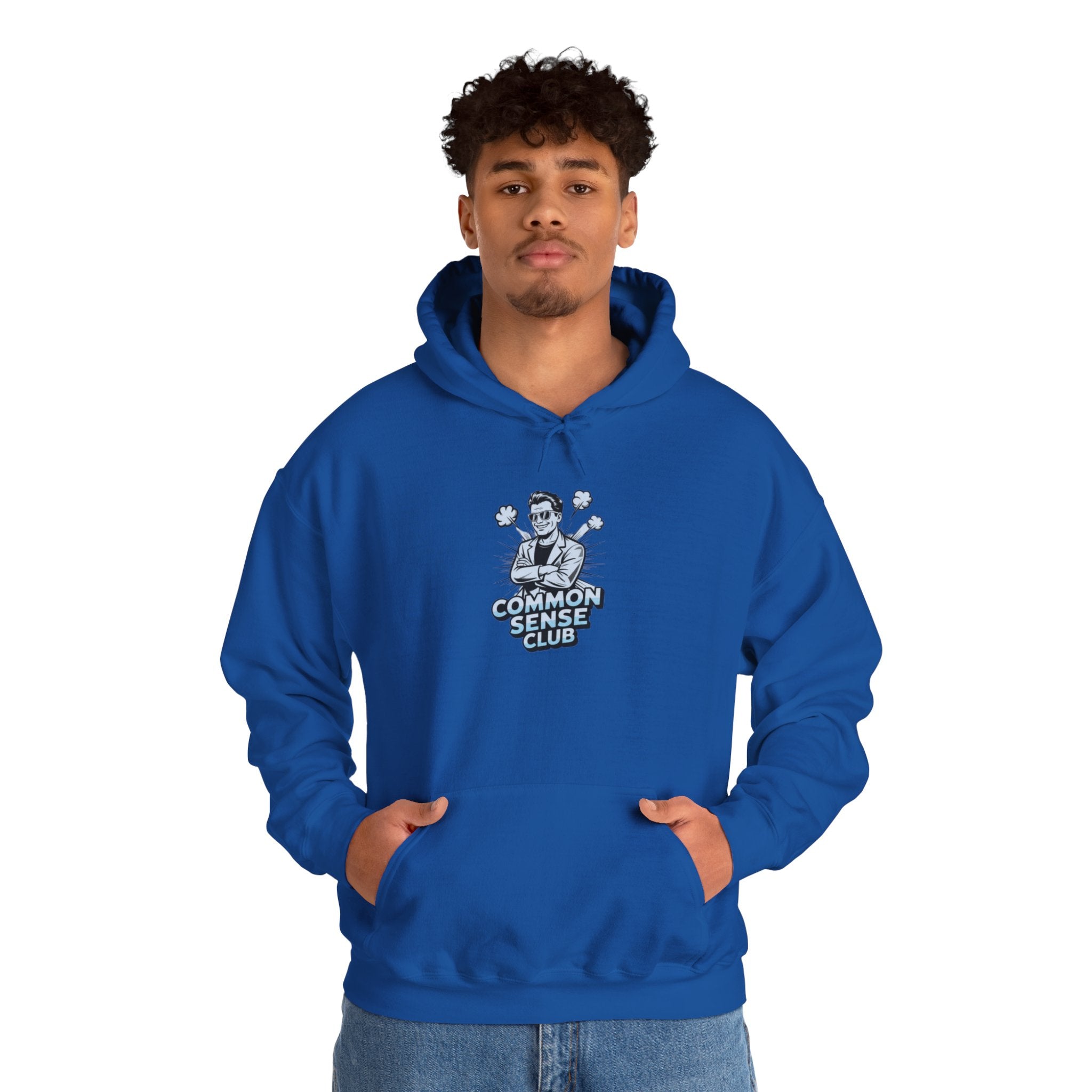 Common Sense Club Hoodie | Funny Conservative Graphic Pullover | Anti-Woke Retro Illustration Streetwear Hoodie