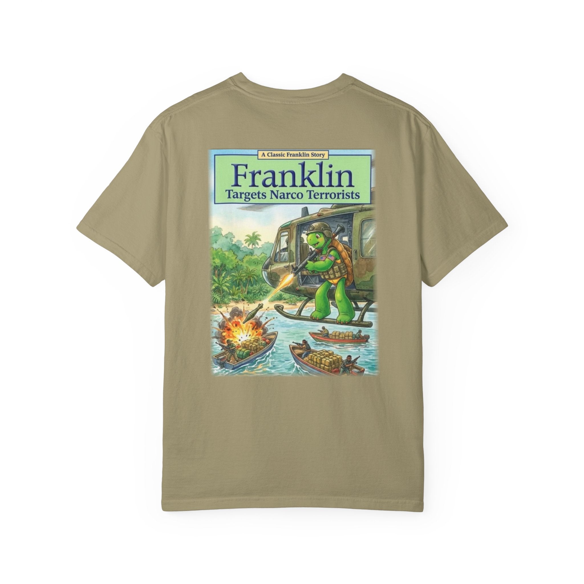 Franklin Targets Narco Terrorists T-Shirt | Retro Storybook Turtle Graphic Tee
