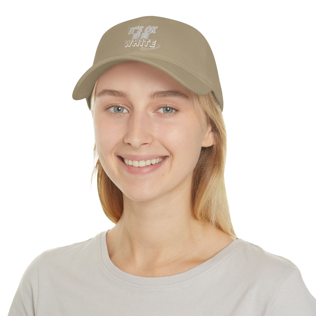 Its OK to Be White Baseball Cap | Minimal Text Phrase Hat