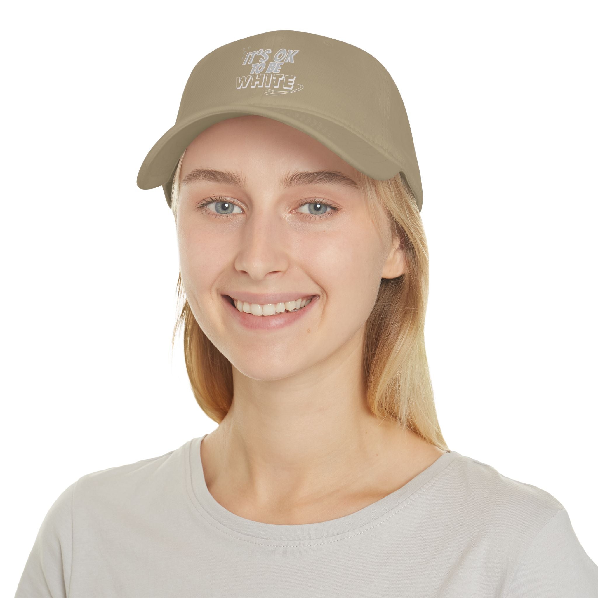 Its OK to Be White Baseball Cap | Minimal Text Phrase Hat
