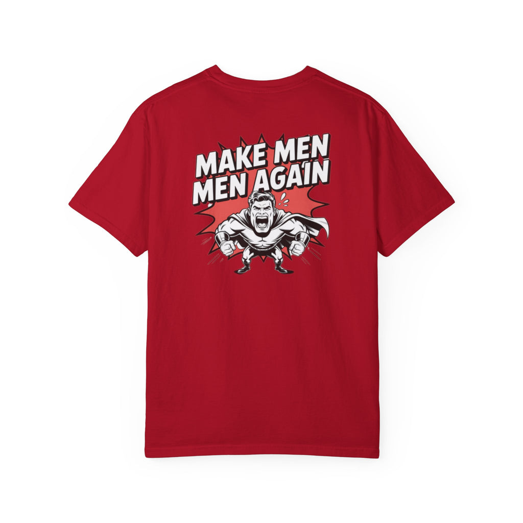 Make Men Men Again T-Shirt | Retro Comic Muscle Guy | Masculinity Graphic Tee