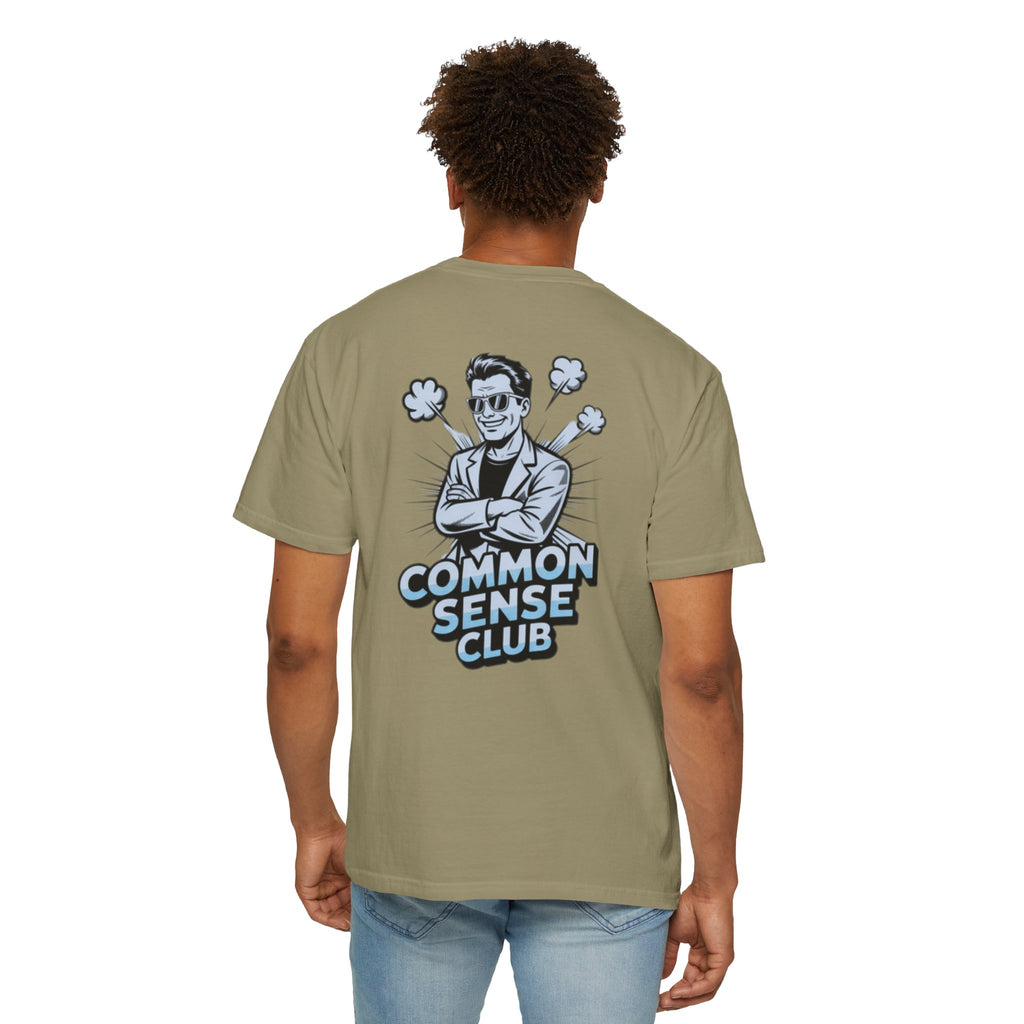 Common Sense Club T-Shirt | Funny Conservative Graphic Tee | Retro Man Illustration Anti-Woke Streetwear Shirt