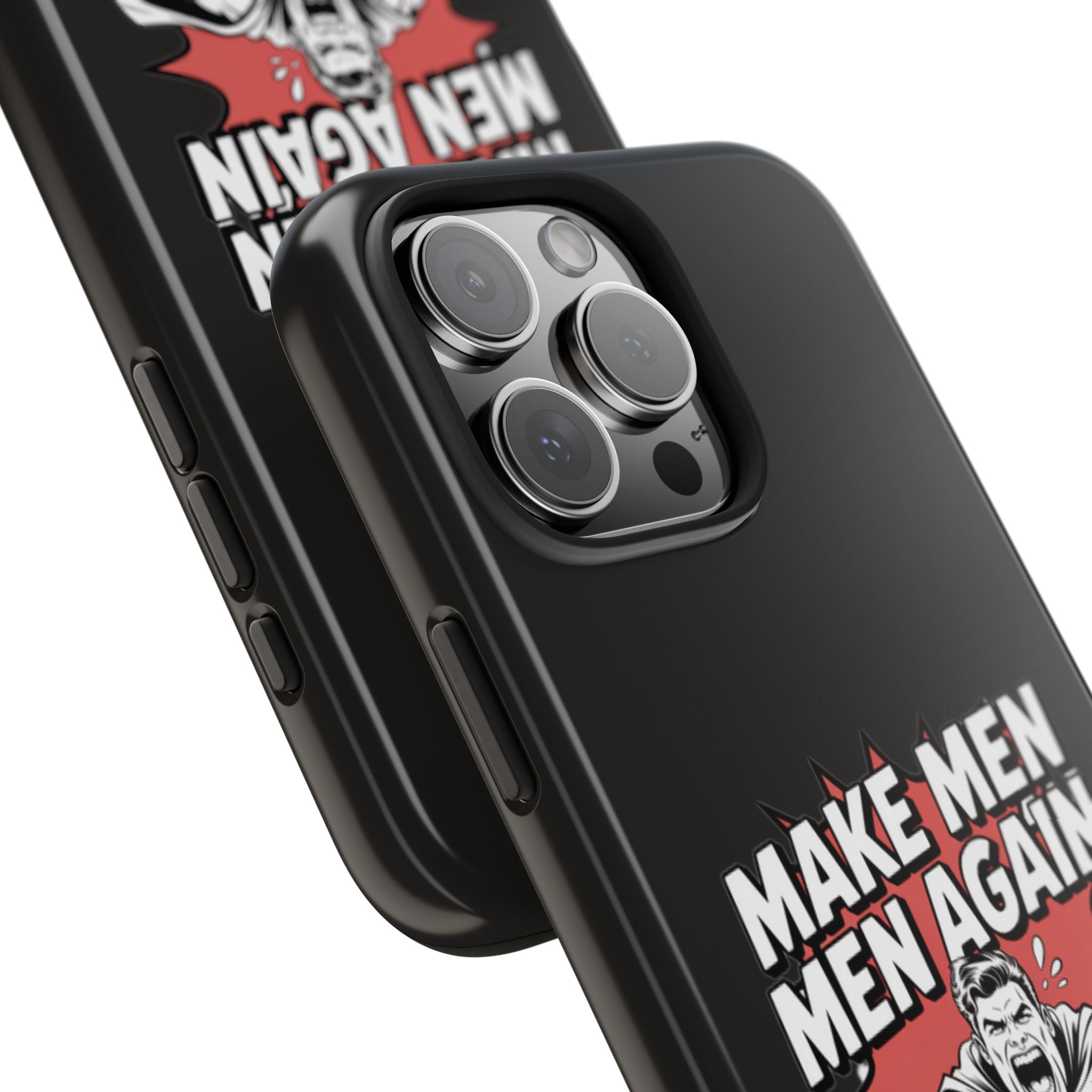 Make Men Men Again Case | Funny Conservative Retro Comic Muscle Guy Graphic | Pro Masculinity Anti-Woke Right Wing Phone Cover
