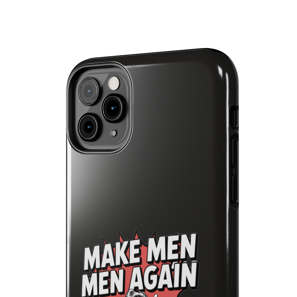 Make Men Men Again Case | Funny Conservative Retro Comic Muscle Guy Graphic | Pro Masculinity Anti-Woke Right Wing Phone Cover