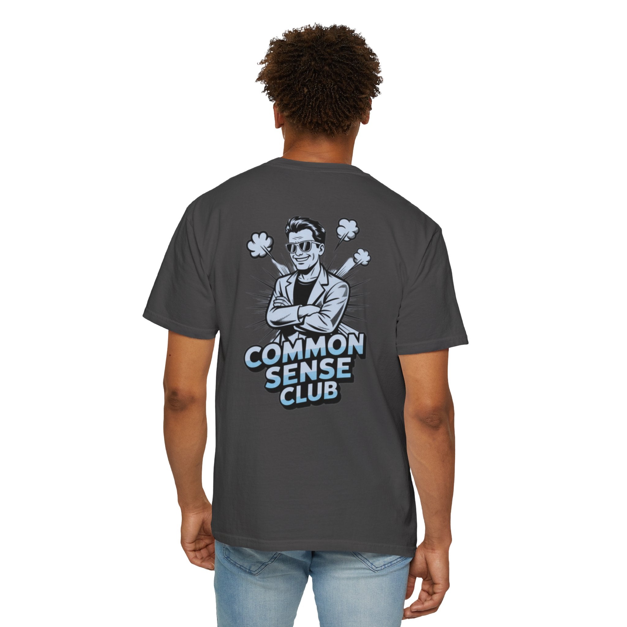 Common Sense Club T-Shirt | Funny Conservative Graphic Tee | Retro Man Illustration Anti-Woke Streetwear Shirt