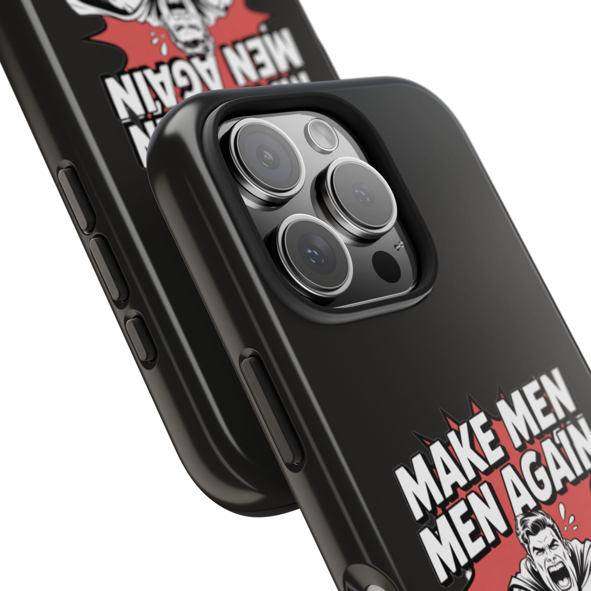 Make Men Men Again Case | Funny Conservative Retro Comic Muscle Guy Graphic | Pro Masculinity Anti-Woke Right Wing Phone Cover