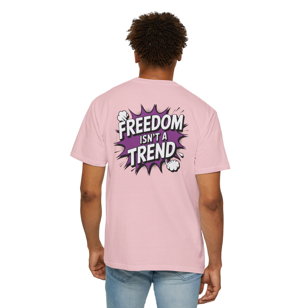 Freedom Isnt a Trend T-Shirt | Retro Comic Speech Bubble Tee | Conservative Freedom Shirt | Anti-Woke Graphic Top for Men & Women