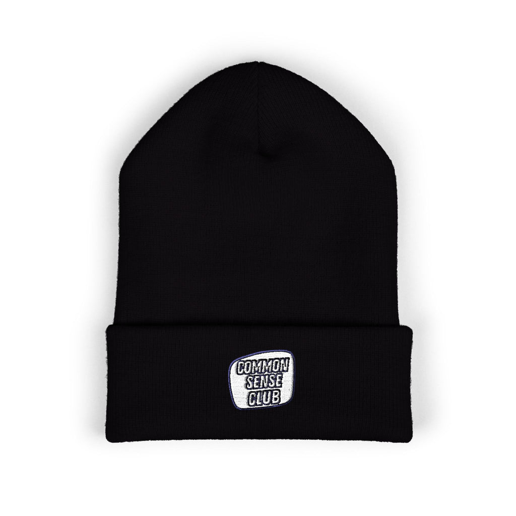 Common Sense Club Beanie | Funny Conservative Cuffed Knit Hat | Anti-Woke Political Embroidered Winter Cap