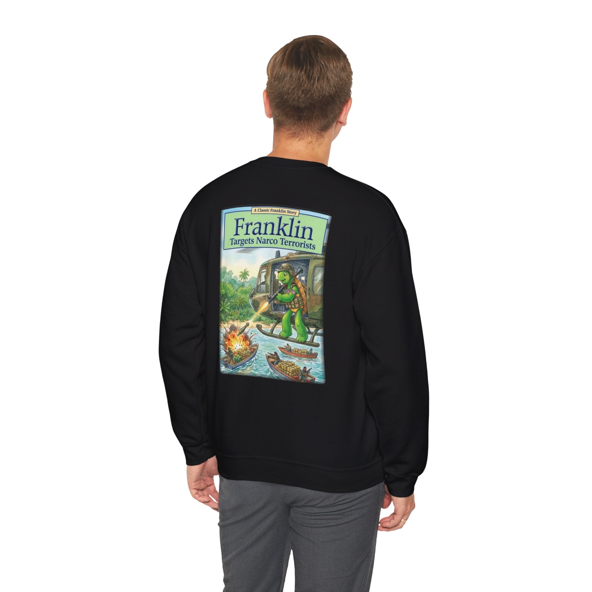 Franklin Targets Narco Terrorists Sweatshirt | Retro Storybook Turtle Crewneck