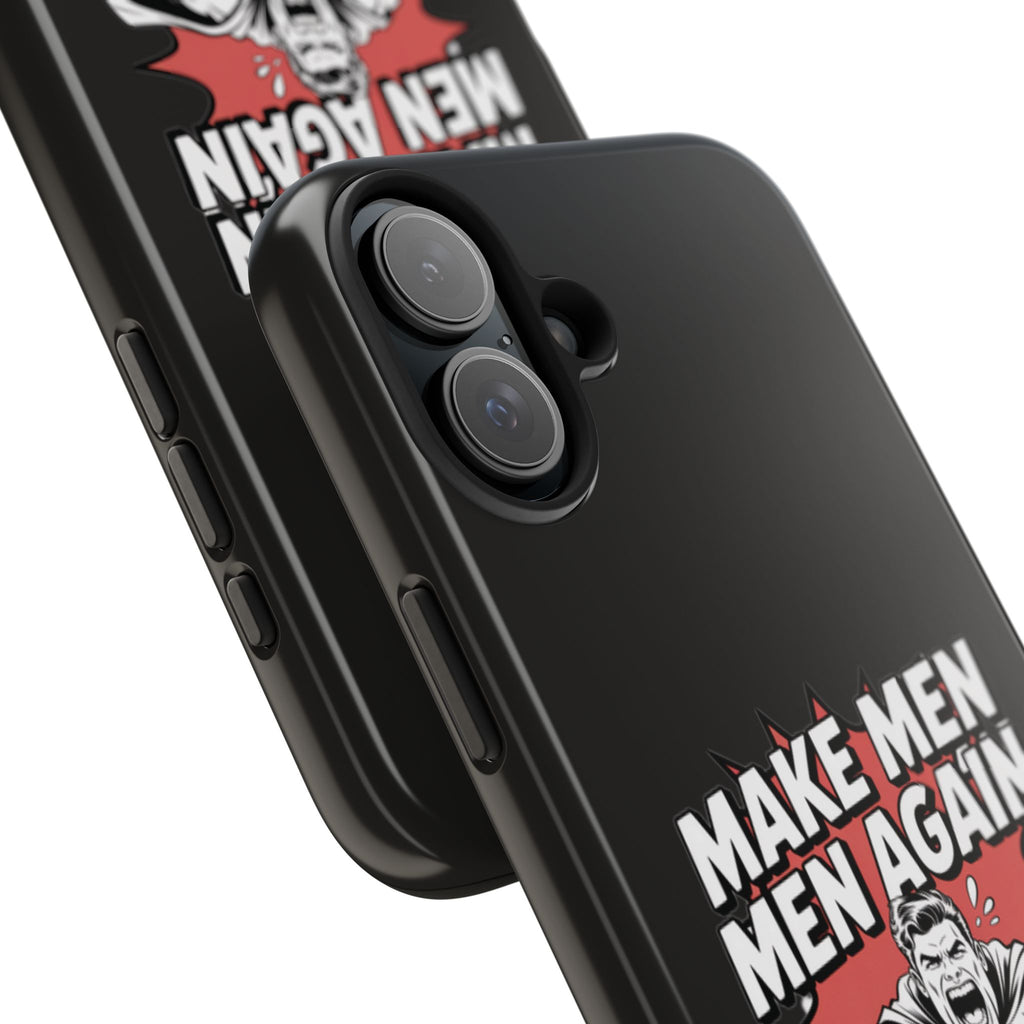 Make Men Men Again Case | Funny Conservative Retro Comic Muscle Guy Graphic | Pro Masculinity Anti-Woke Right Wing Phone Cover