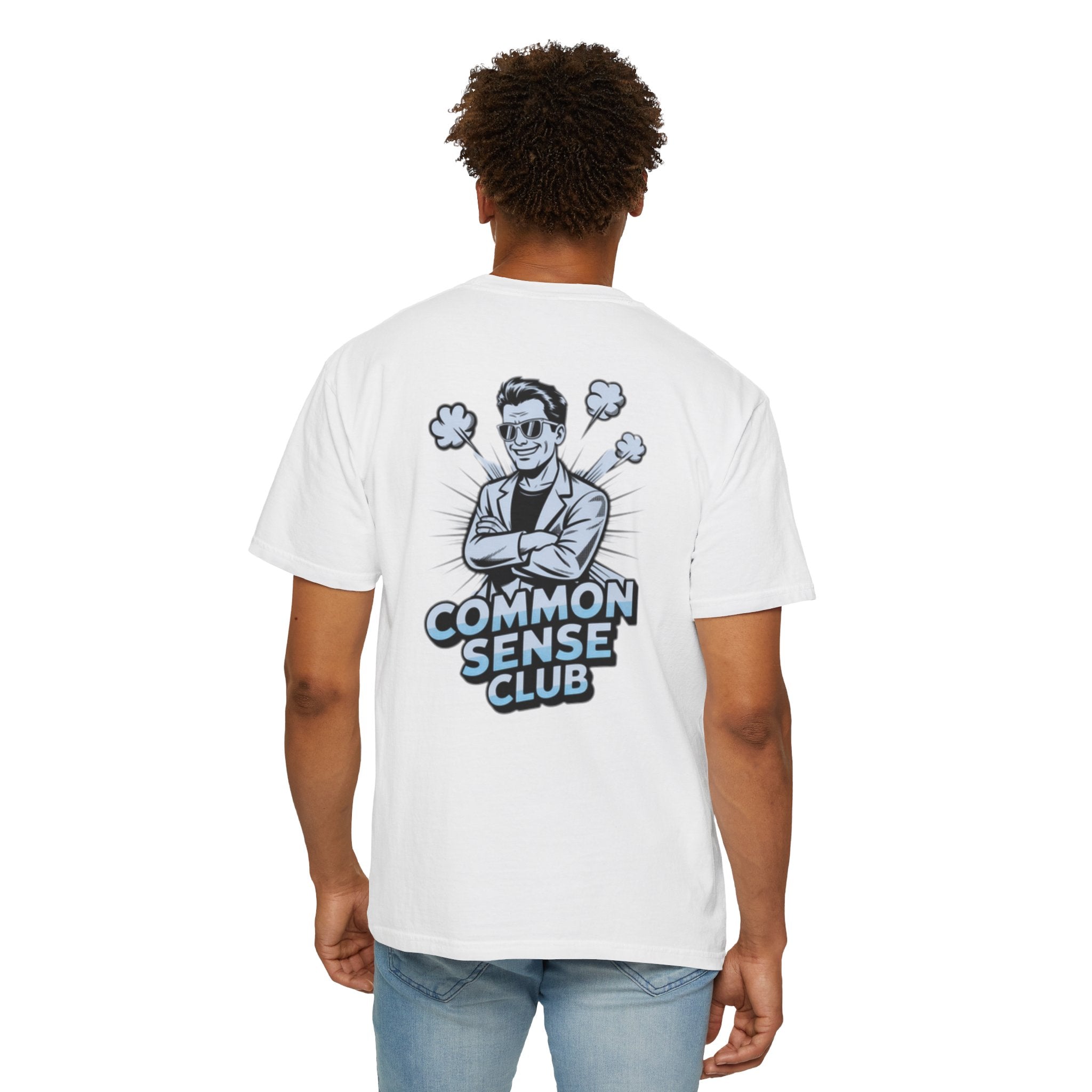 Common Sense Club T-Shirt | Funny Conservative Graphic Tee | Retro Man Illustration Anti-Woke Streetwear Shirt