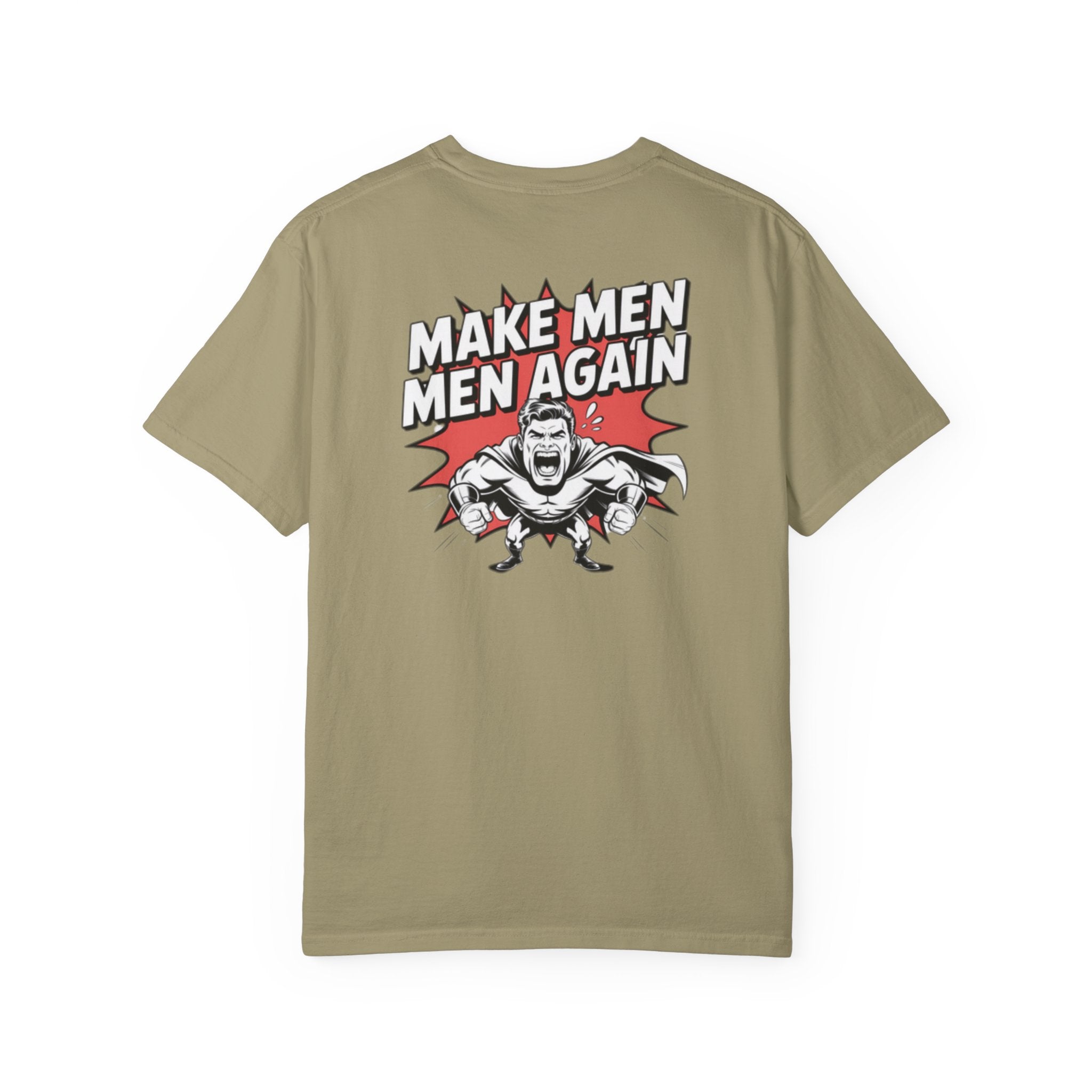 Make Men Men Again T-Shirt | Retro Comic Muscle Guy | Masculinity Graphic Tee