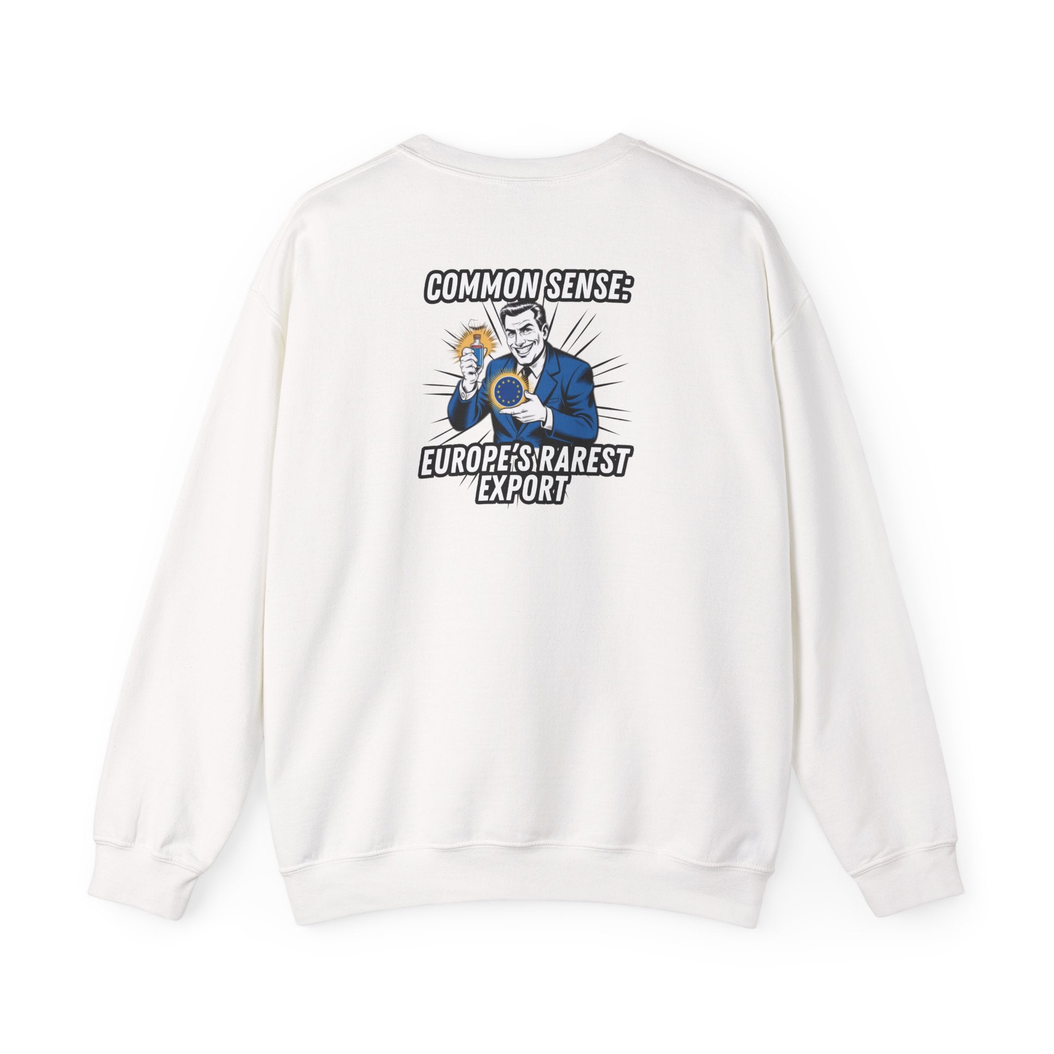 Common Sense Europes Rarest Export Sweatshirt | Funny Conservative Retro Europe Graphic Crewneck | Political Satire Anti-EU Pullover