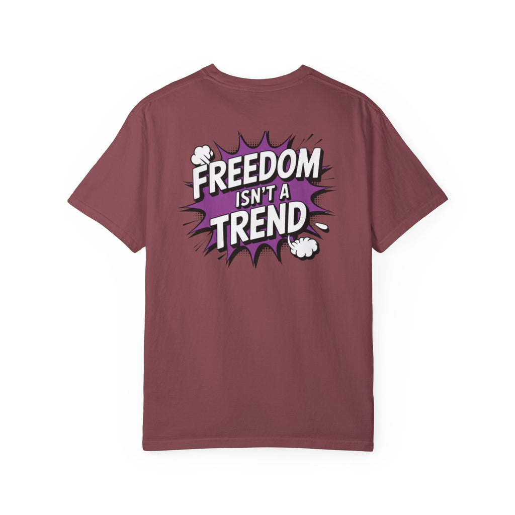 Freedom Isnt a Trend T-Shirt | Retro Comic Speech Bubble Tee | Conservative Freedom Shirt | Anti-Woke Graphic Top for Men & Women