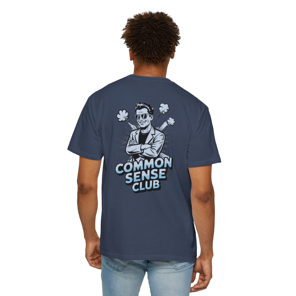 Common Sense Club T-Shirt | Funny Conservative Graphic Tee | Retro Man Illustration Anti-Woke Streetwear Shirt