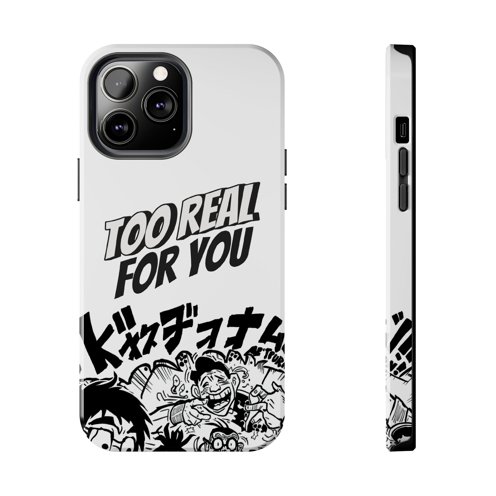 Too Real For You graphic phone case | Manga comic black white iPhone case