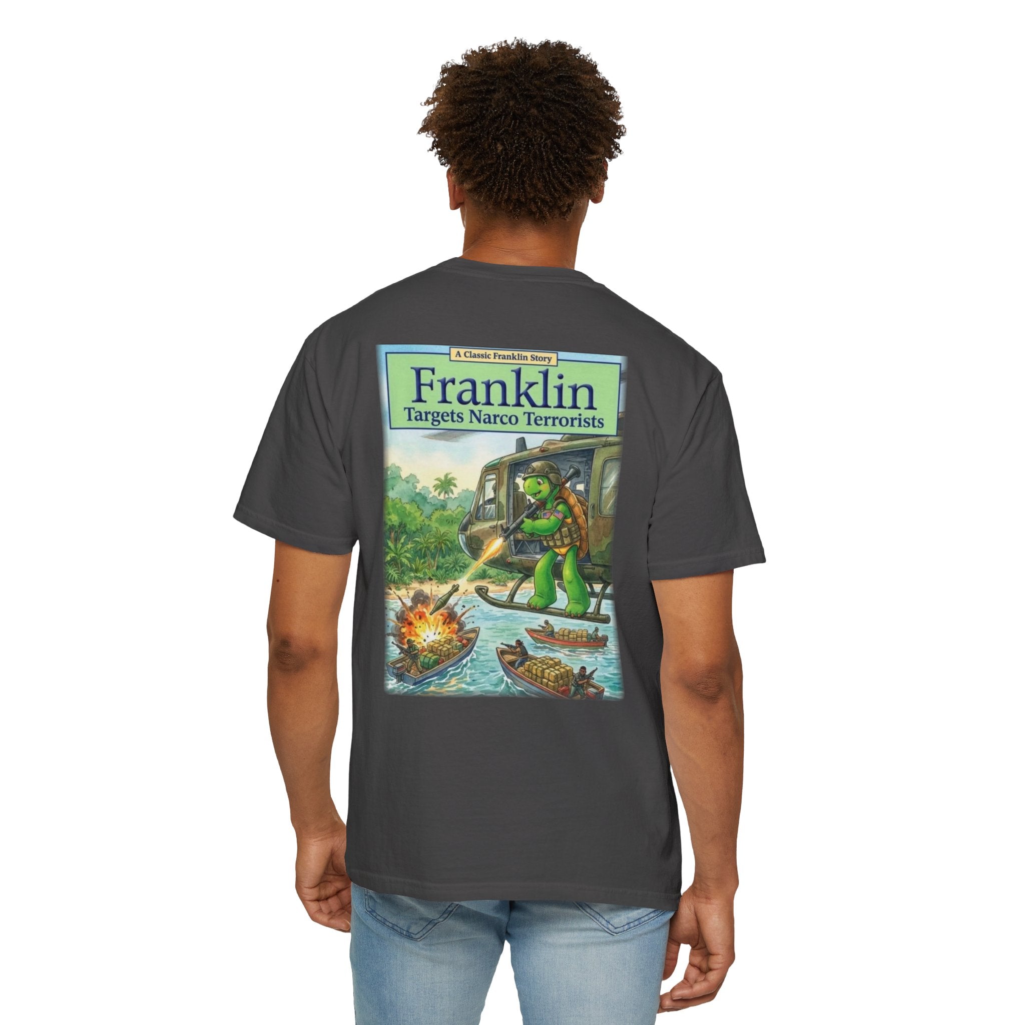 Franklin Targets Narco Terrorists T-Shirt | Retro Storybook Turtle Graphic Tee