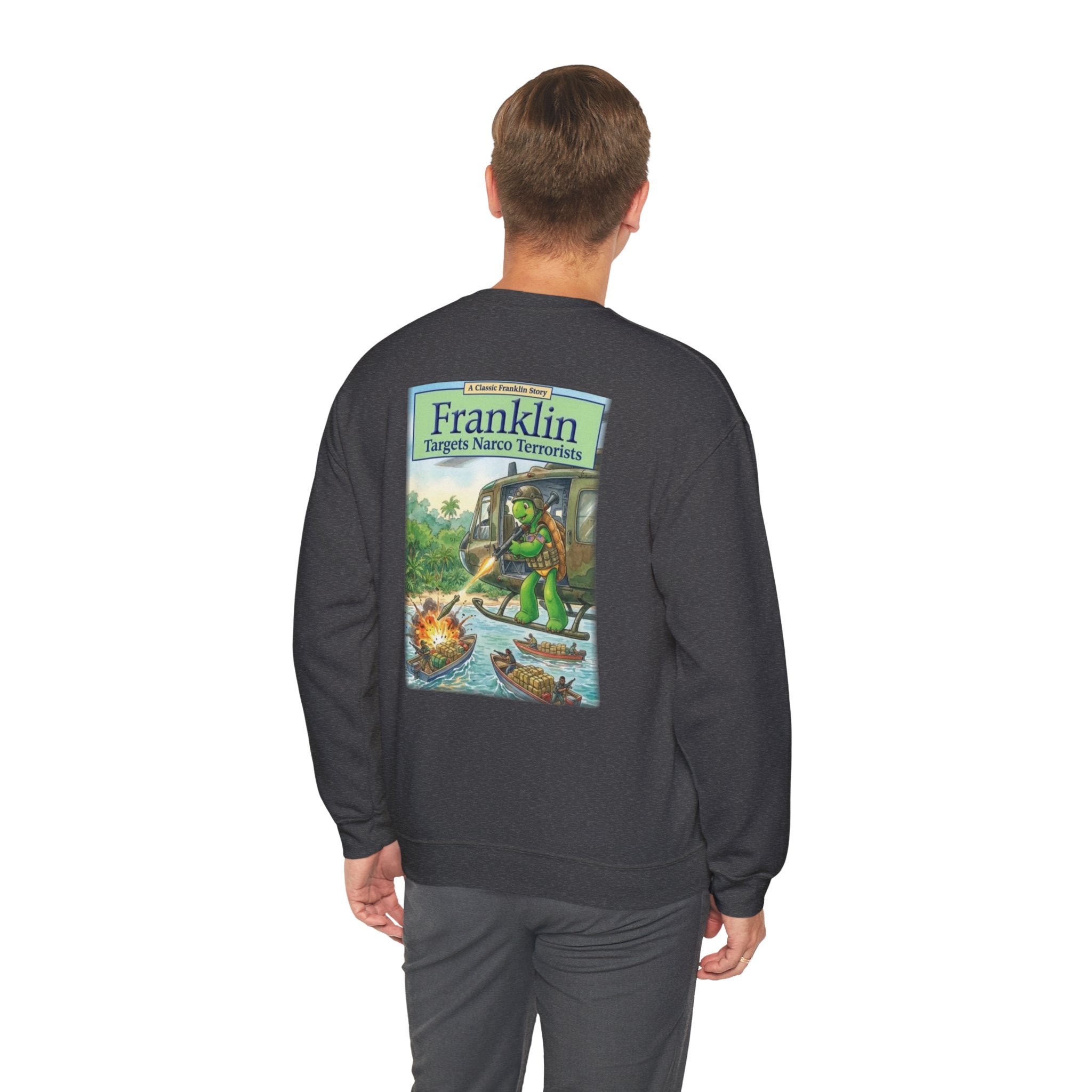 Franklin Targets Narco Terrorists Sweatshirt | Retro Storybook Turtle Crewneck