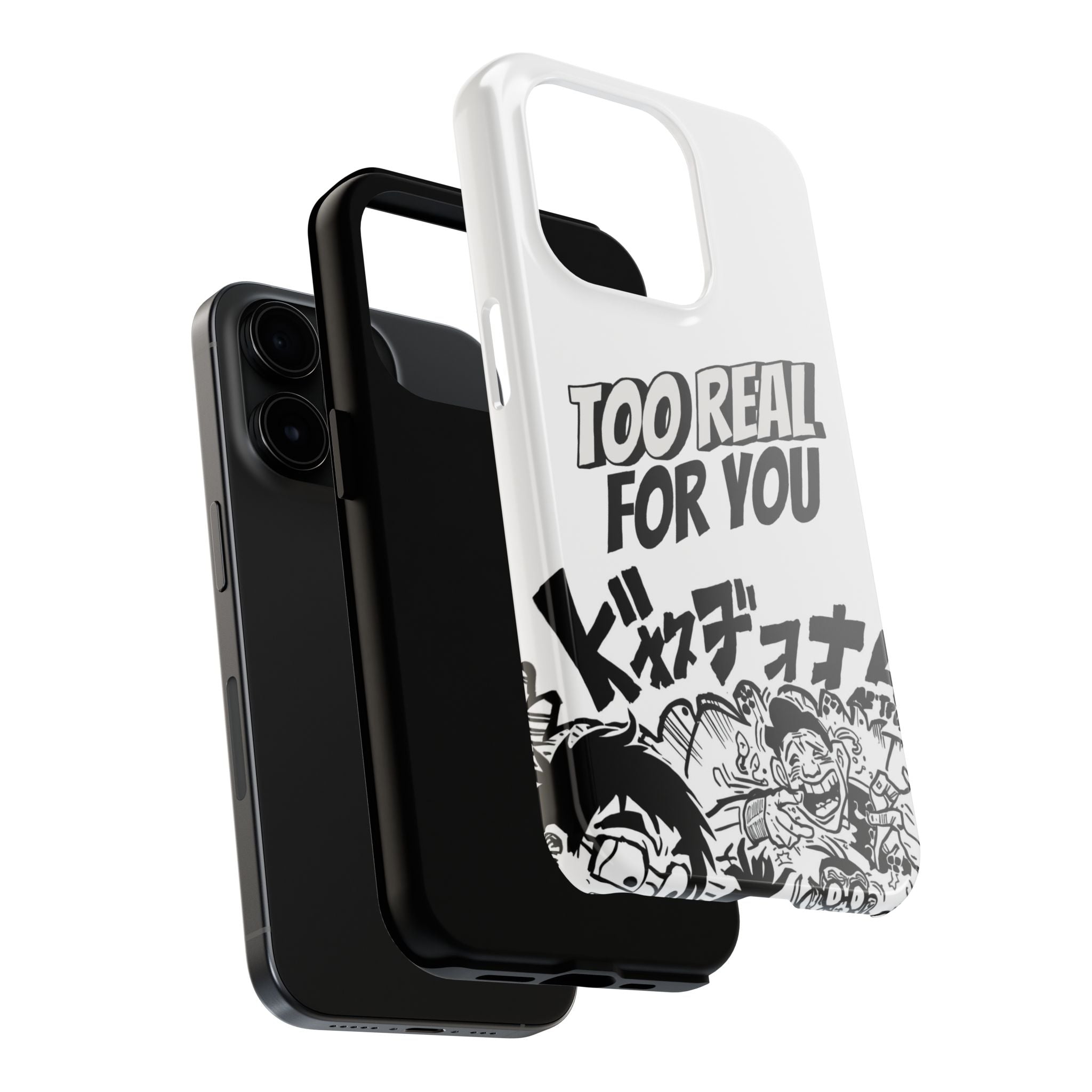 Too Real For You graphic phone case | Manga comic black white iPhone case